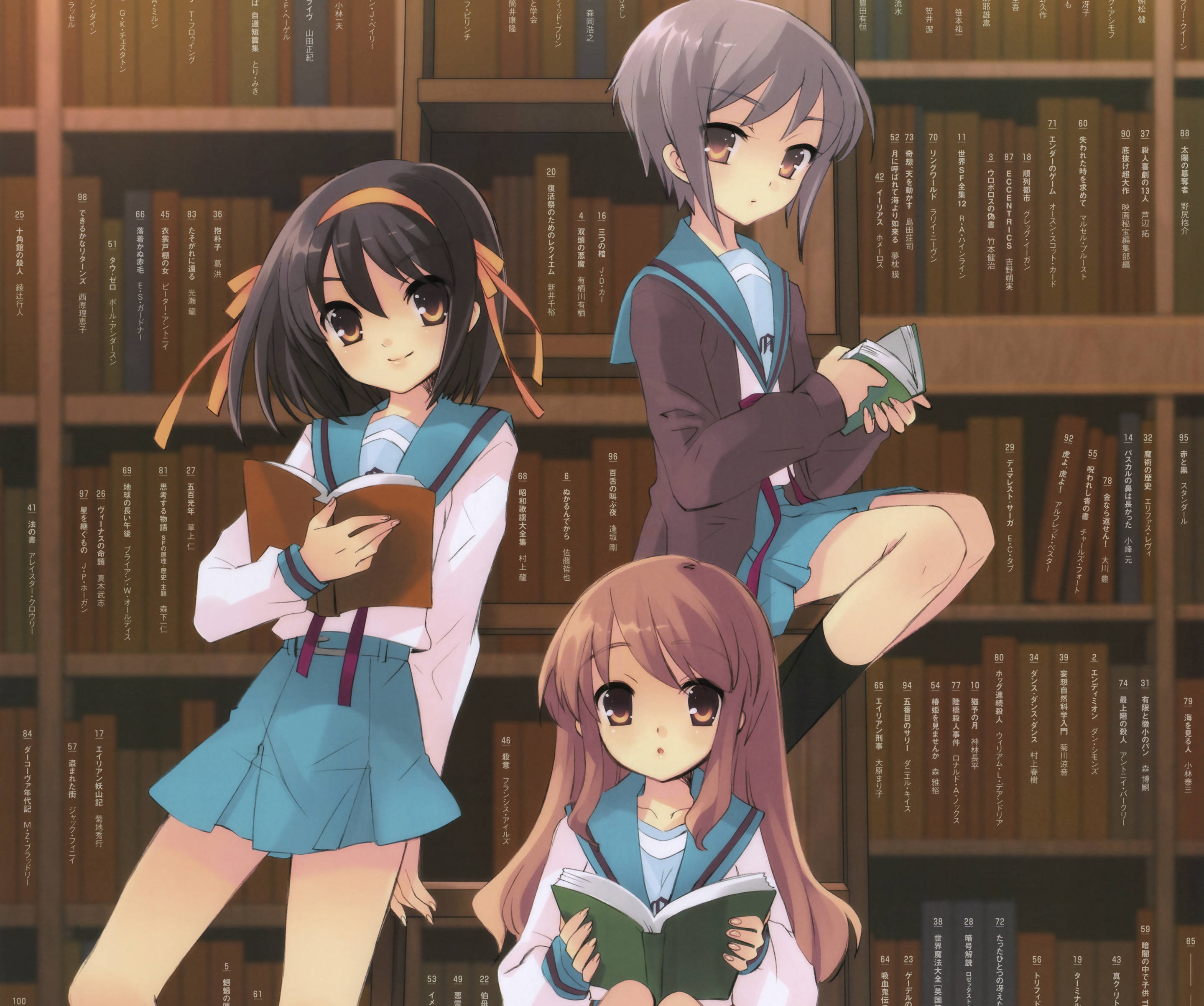 Laden Sie das Animes, Haruhi Suzumiya, Suzumiya Haruhi No Yūutsu, Yuki Nagato, Mikuru Asahina-Bild kostenlos auf Ihren PC-Desktop herunter