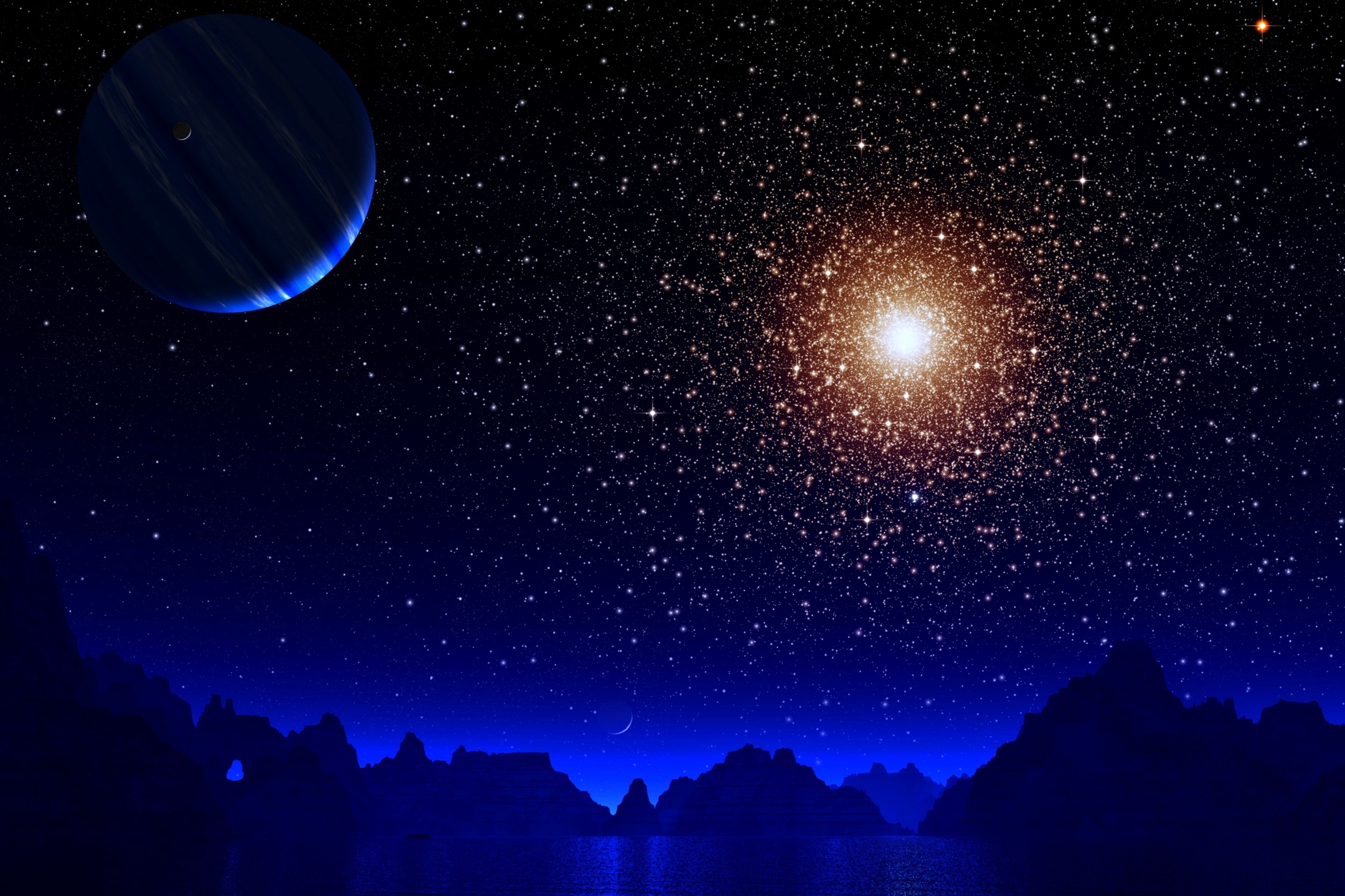 Free download wallpaper Landscape, Sky, Stars, Night, Space, Planet, Sci Fi on your PC desktop