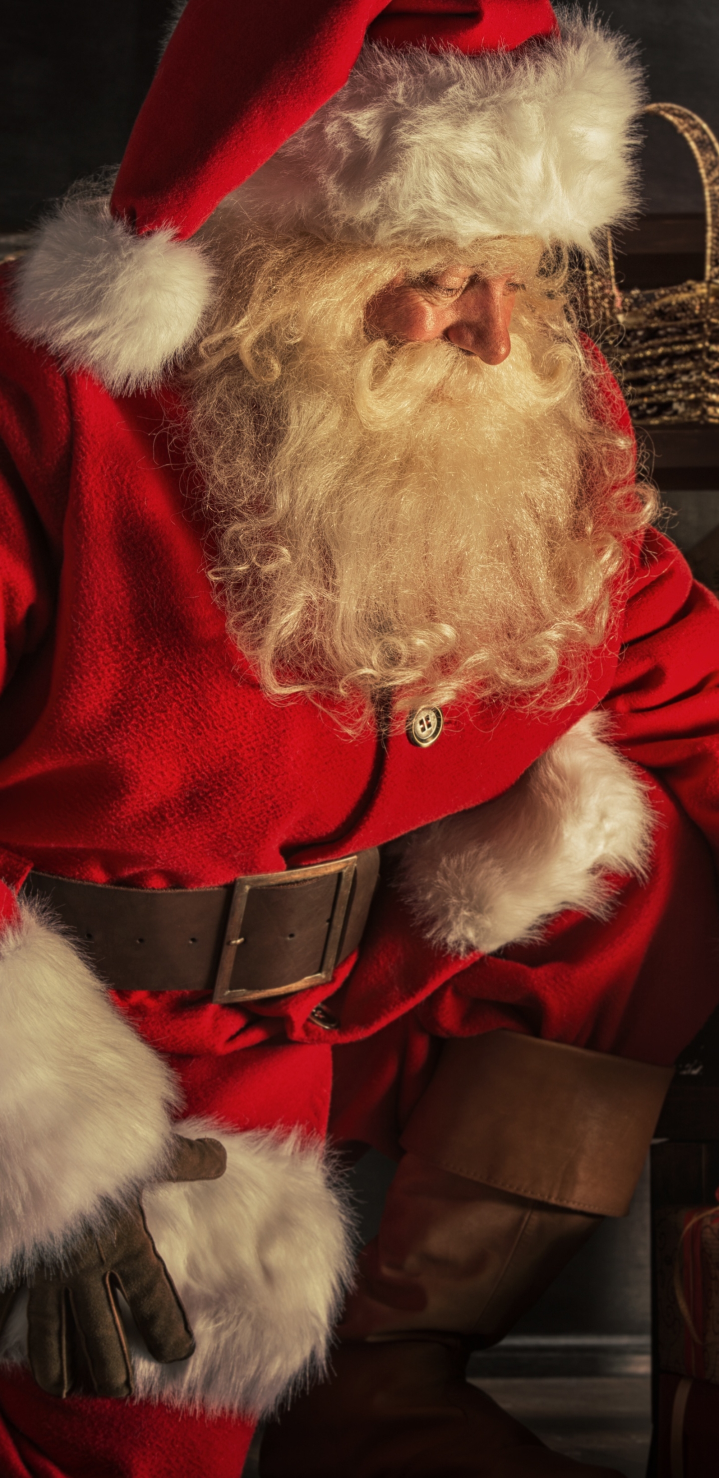 Download mobile wallpaper Christmas, Holiday, Beard, Santa, Santa Hat for free.