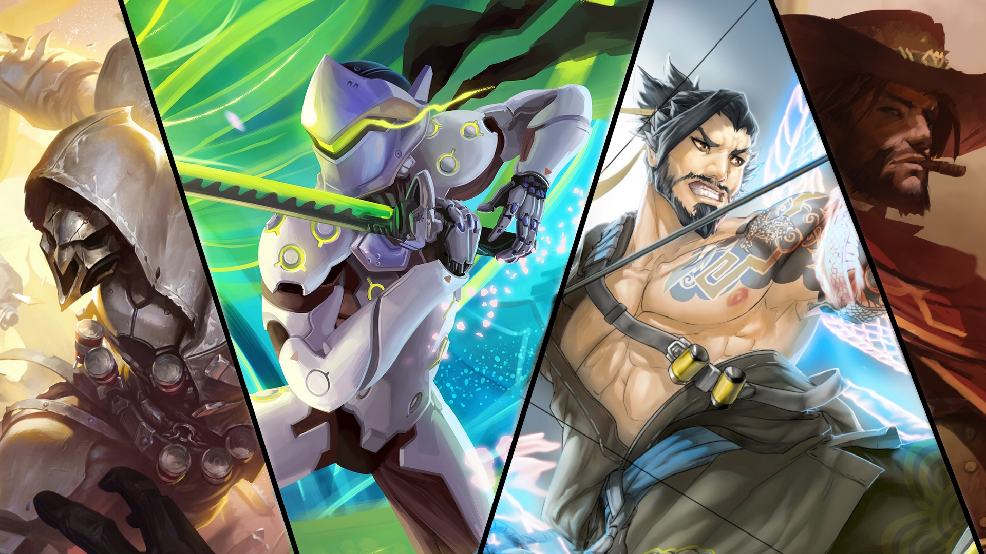 Download mobile wallpaper Overwatch, Video Game, Hanzo (Overwatch), Reaper (Overwatch), Genji (Overwatch), Mccree (Overwatch) for free.