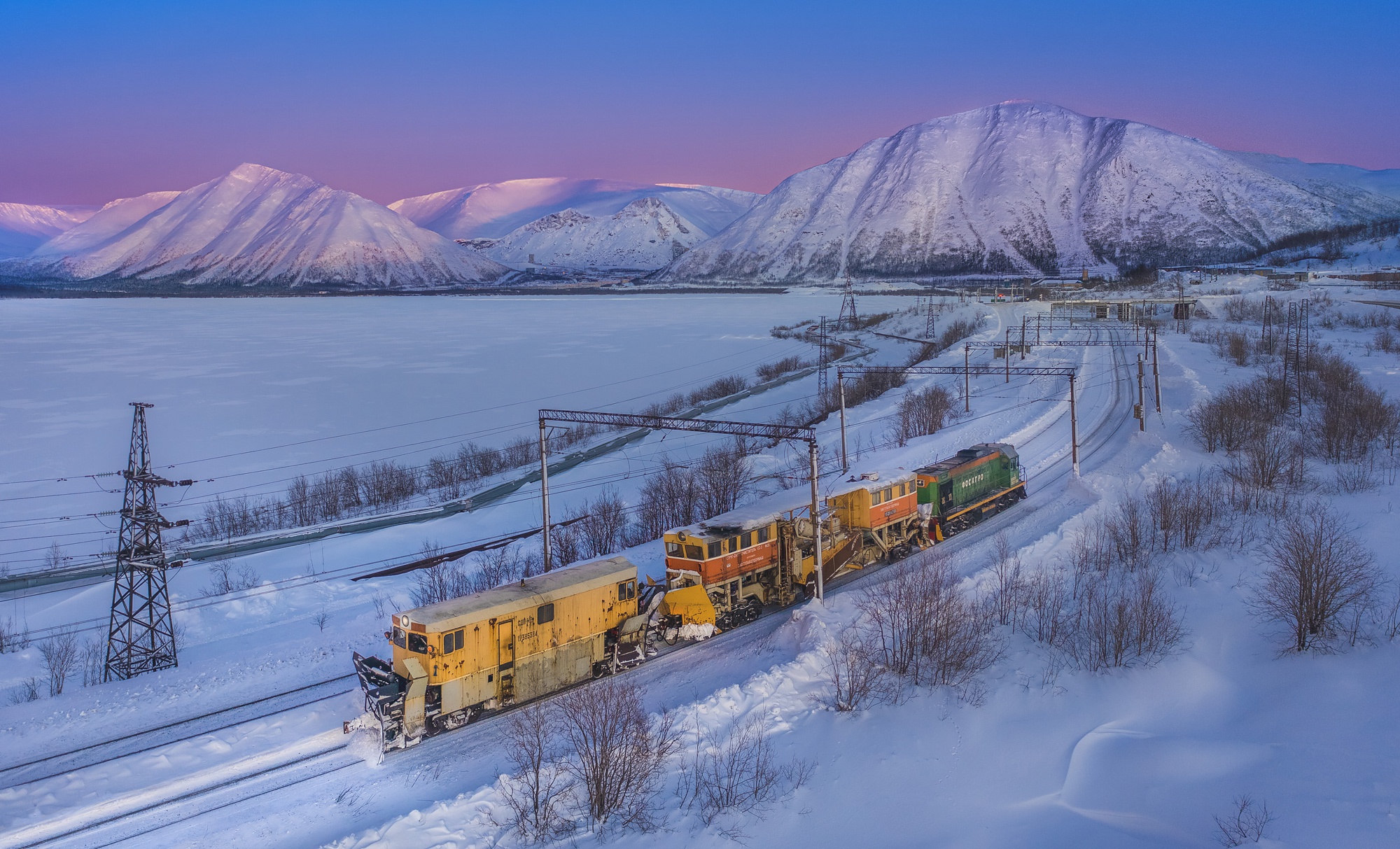 Download mobile wallpaper Landscape, Winter, Snow, Train, Vehicles for free.