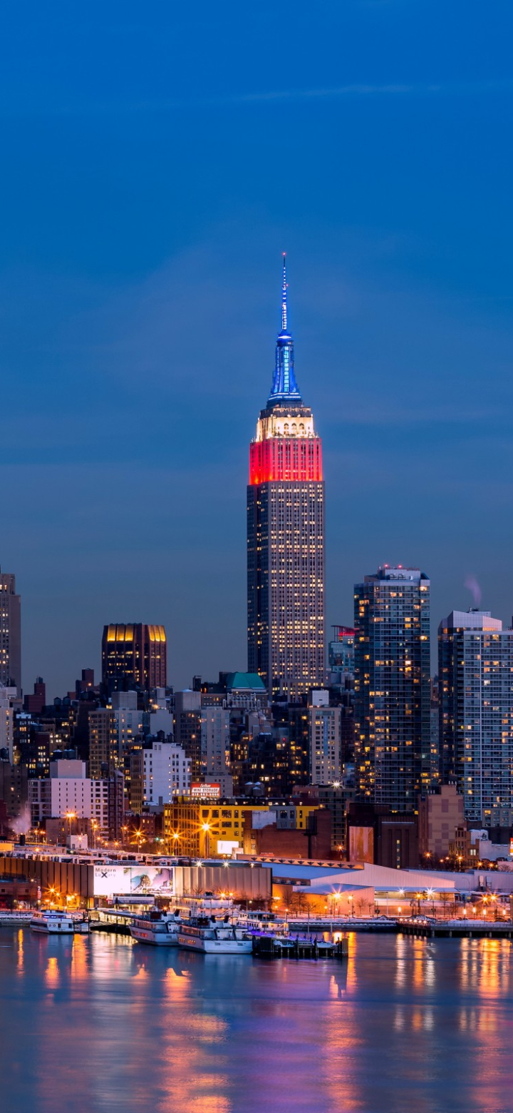 Baixar papel de parede para celular de Cidades, Noite, Eua, Cidade, Arranha Céu, Prédio, Luz, Construção, Nova York, Manhattan, Leve, Feito Pelo Homem gratuito.