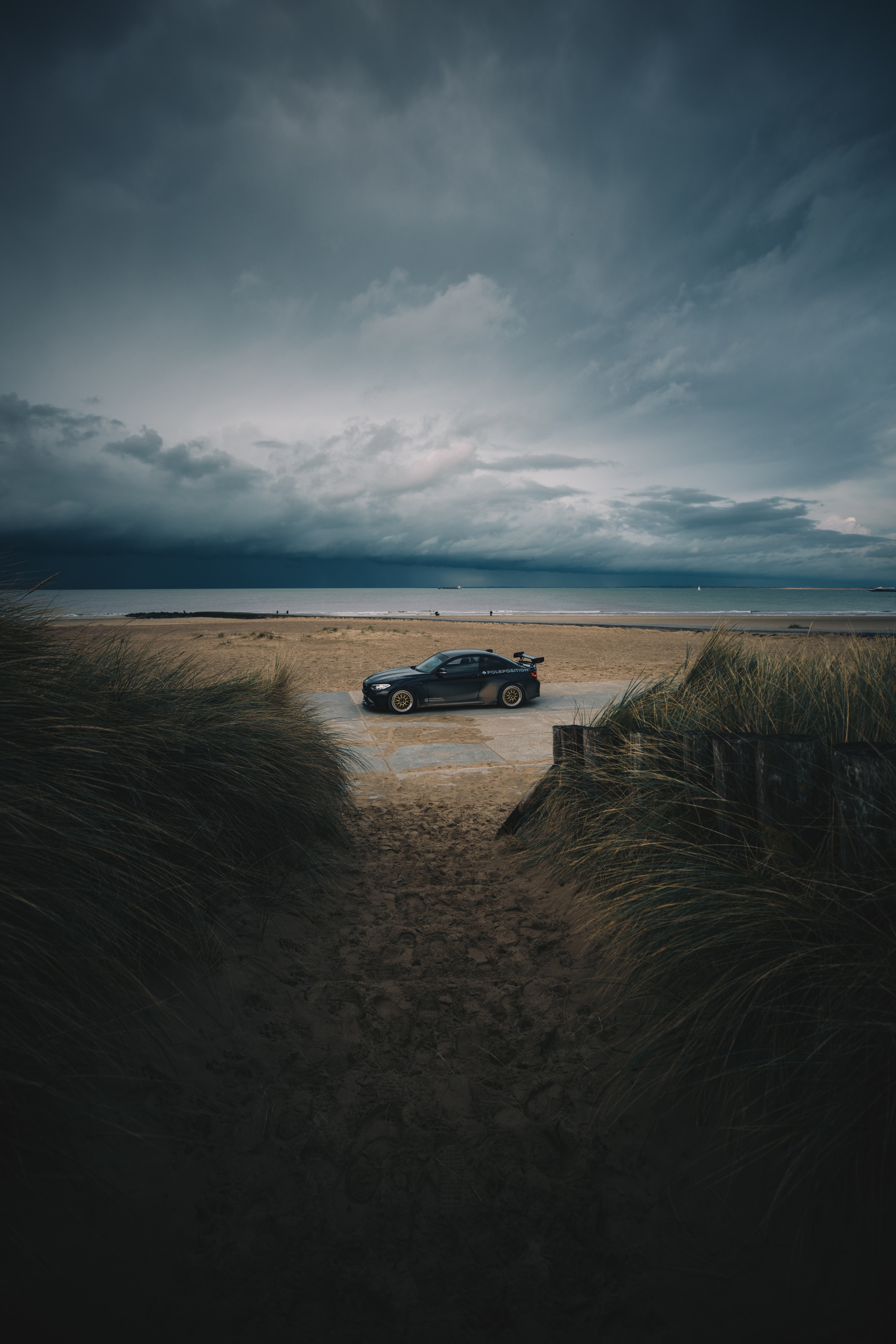Download mobile wallpaper Sand, Coast, Car, Cars, Storm, Beach for free.