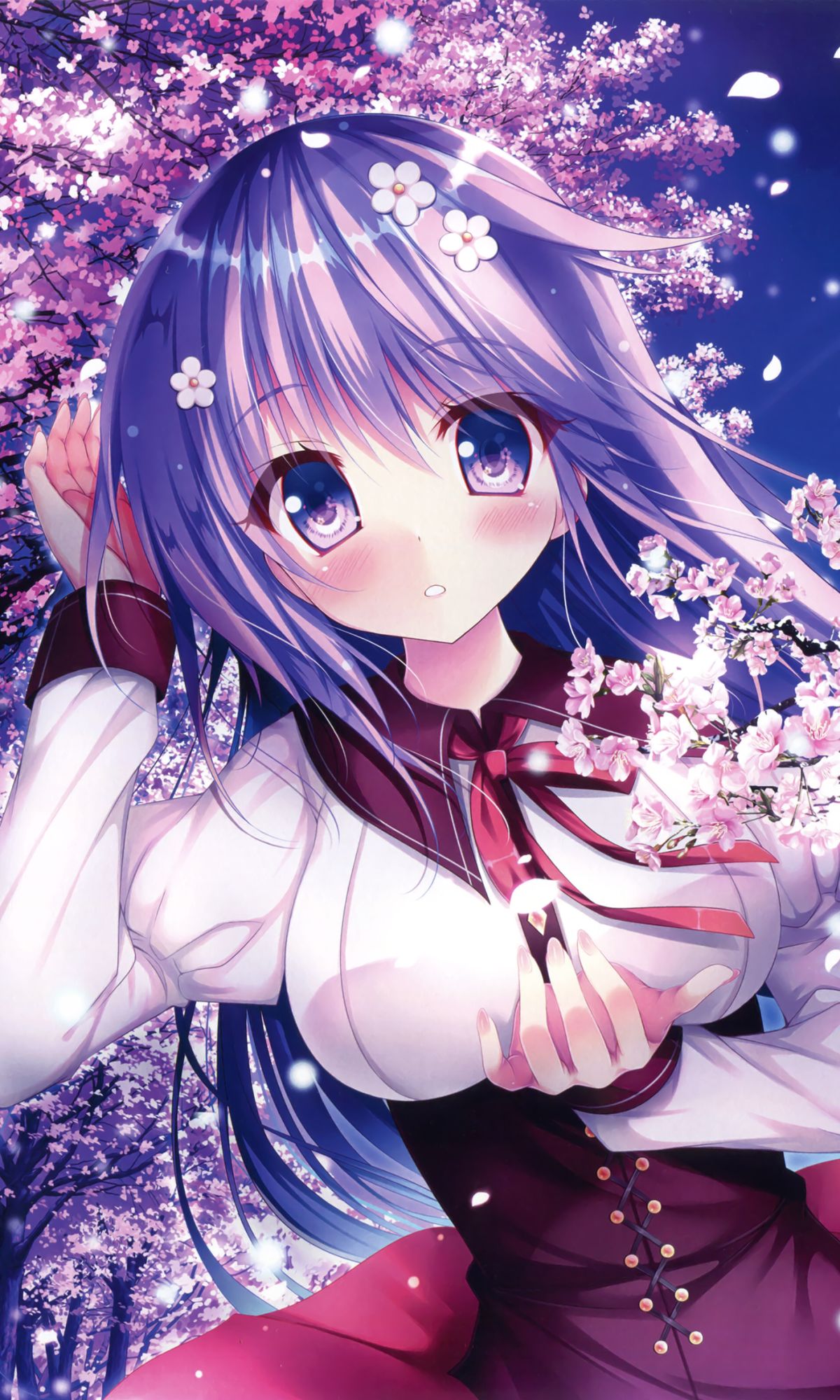 Download mobile wallpaper Anime, Girl, Purple Eyes, Purple Hair for free.