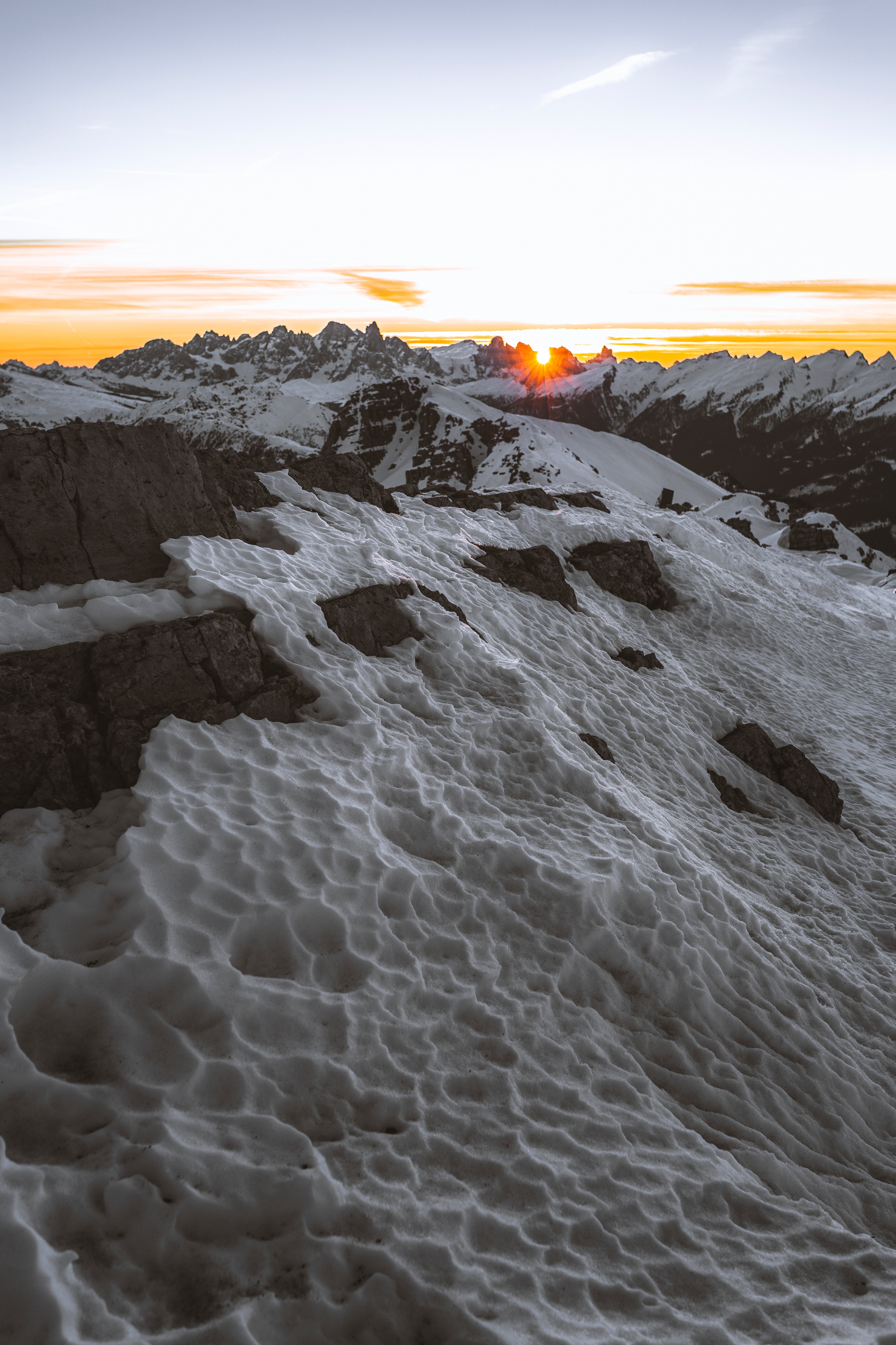 Laden Sie das Natur, Sunset, Mountains, Schnee-Bild kostenlos auf Ihren PC-Desktop herunter