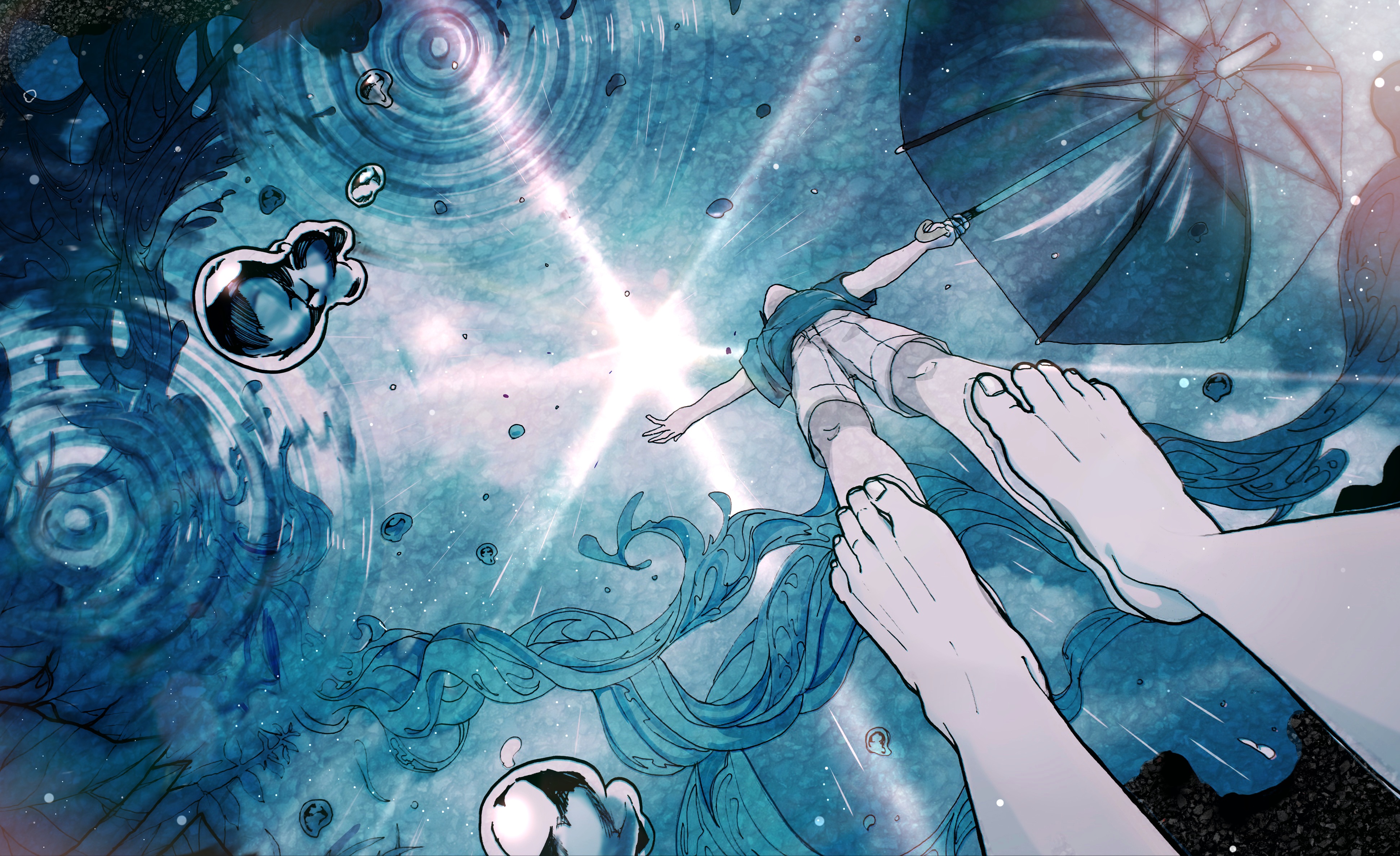 Download mobile wallpaper Anime, Water, Rain, Umbrella, Feet, Weathering With You, Hodaka Morishima for free.