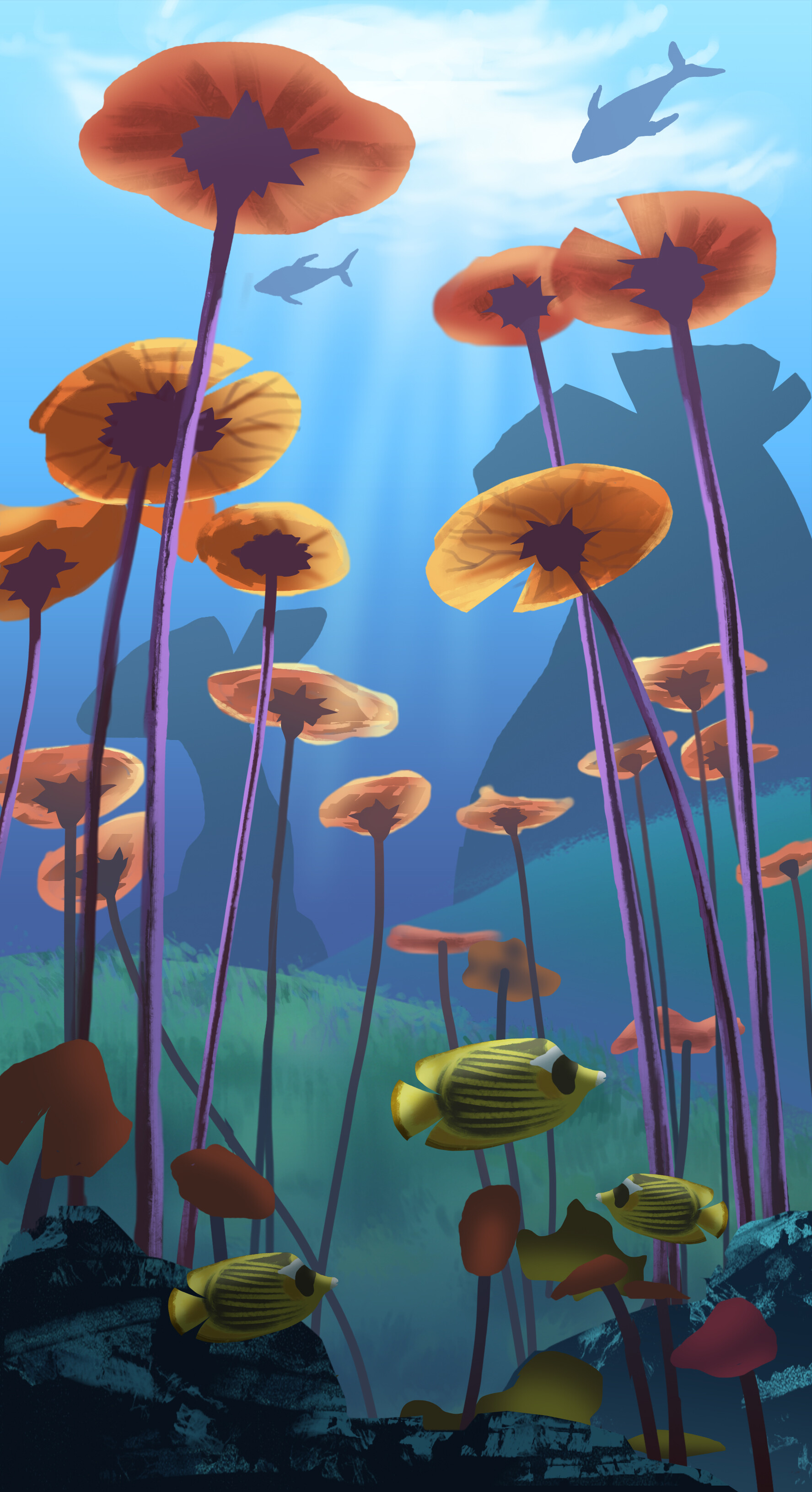 127033 descargar fondo de pantalla arte, mar, un pez, pescado, algas marinas, algas, bajo el agua, submarino: protectores de pantalla e imágenes gratis