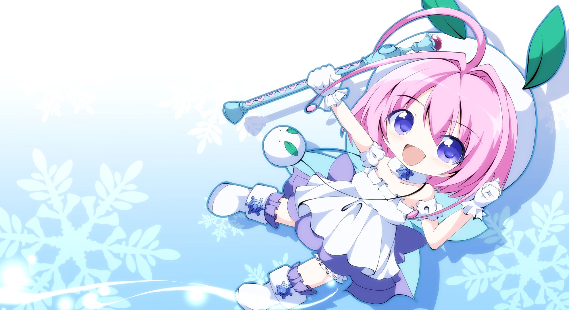 anime, a little snow fairy sugar, cute, pink hair, purple eyes