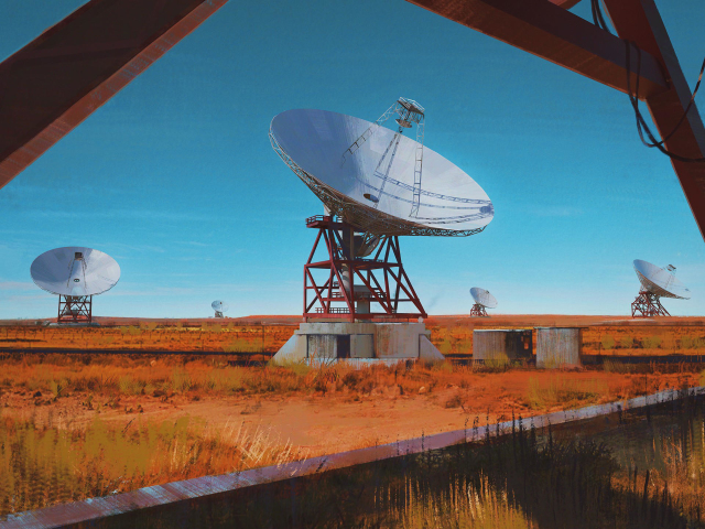 sci fi, landscape, antenna, telescope