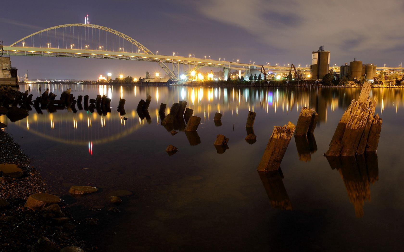 Download mobile wallpaper City, Bridge, Cities, Rivers, Lights, Landscape for free.