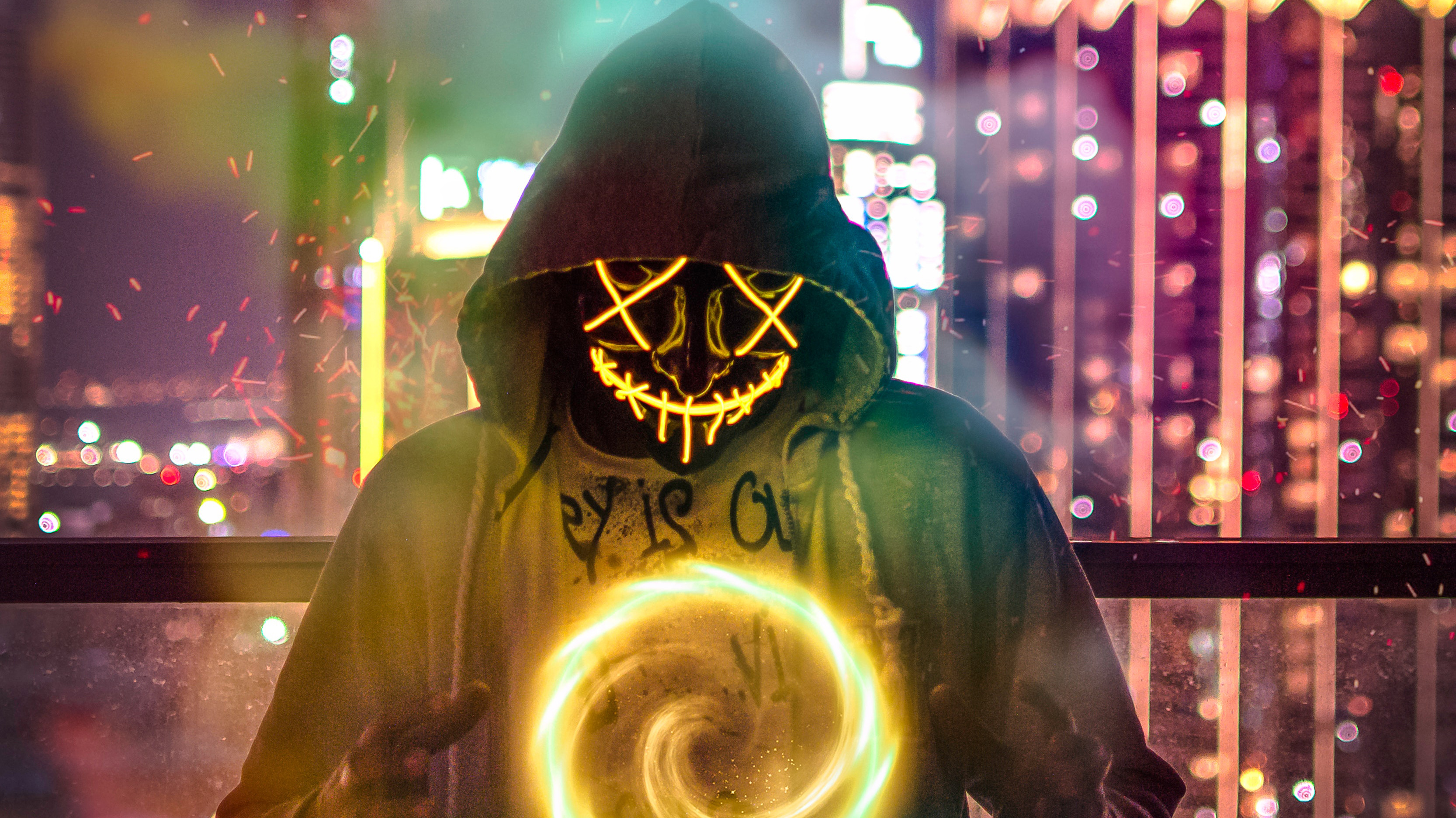 Download mobile wallpaper Neon, Mask, Artistic for free.