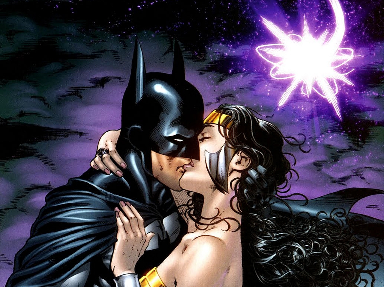 Free download wallpaper Batman, Kiss, Comics, Wonder Woman on your PC desktop