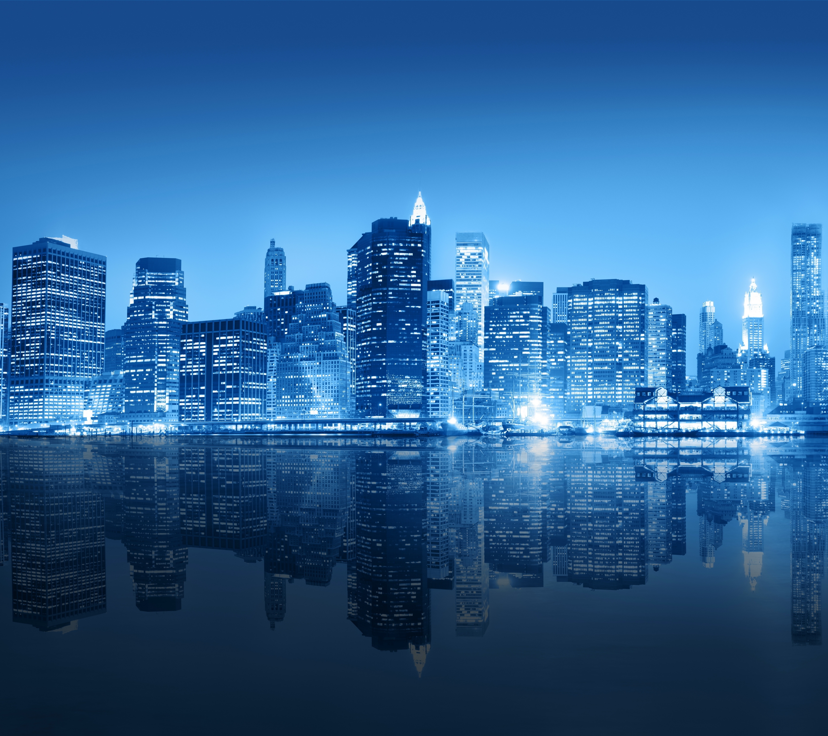 Free download wallpaper Cities, Night, City, Skyscraper, Building, Reflection, New York, Man Made on your PC desktop
