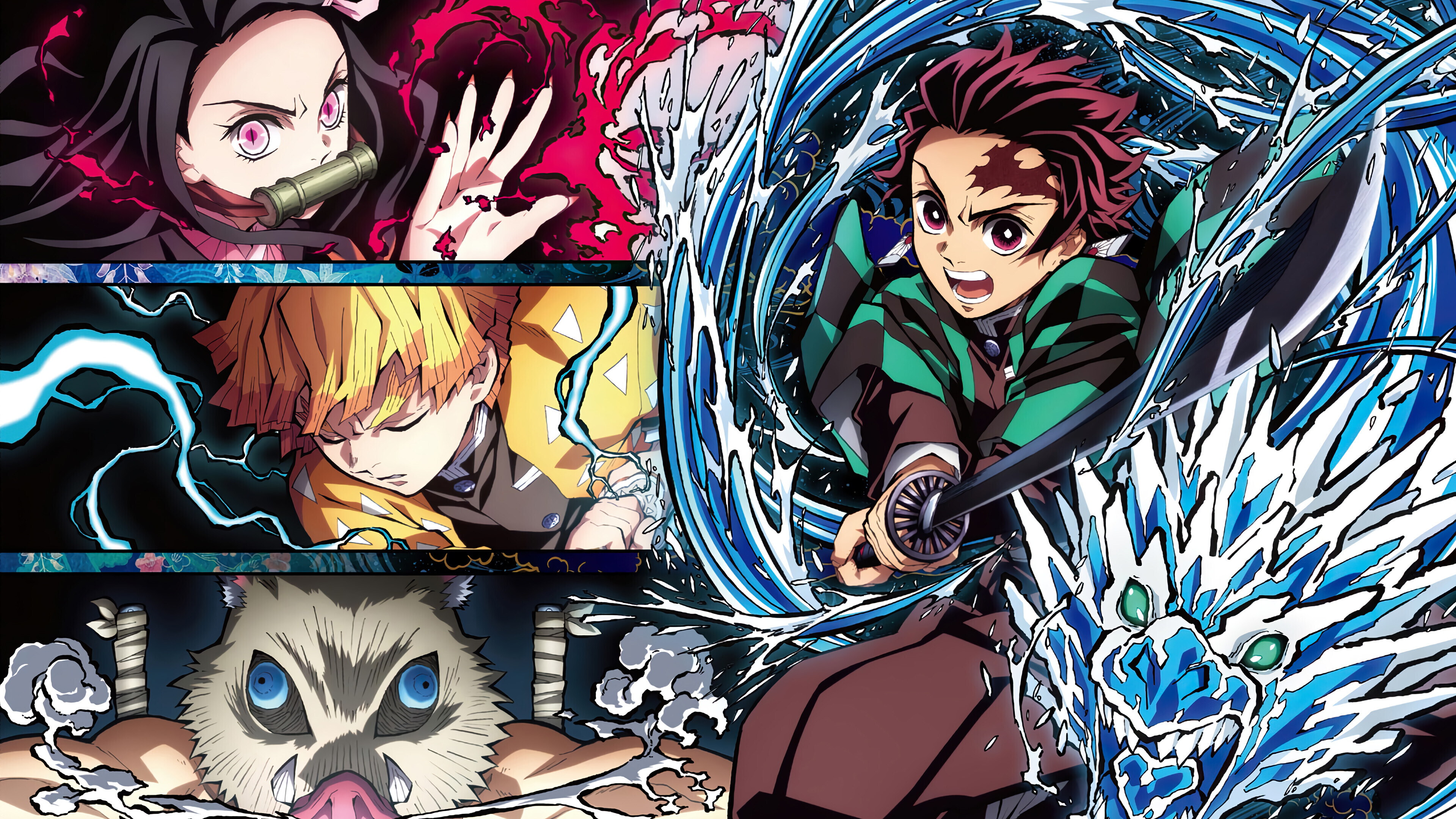 Free download wallpaper Anime, Nezuko Kamado, Demon Slayer: Kimetsu No Yaiba, Zenitsu Agatsuma, Inosuke Hashibira, Tanjiro Kamado on your PC desktop