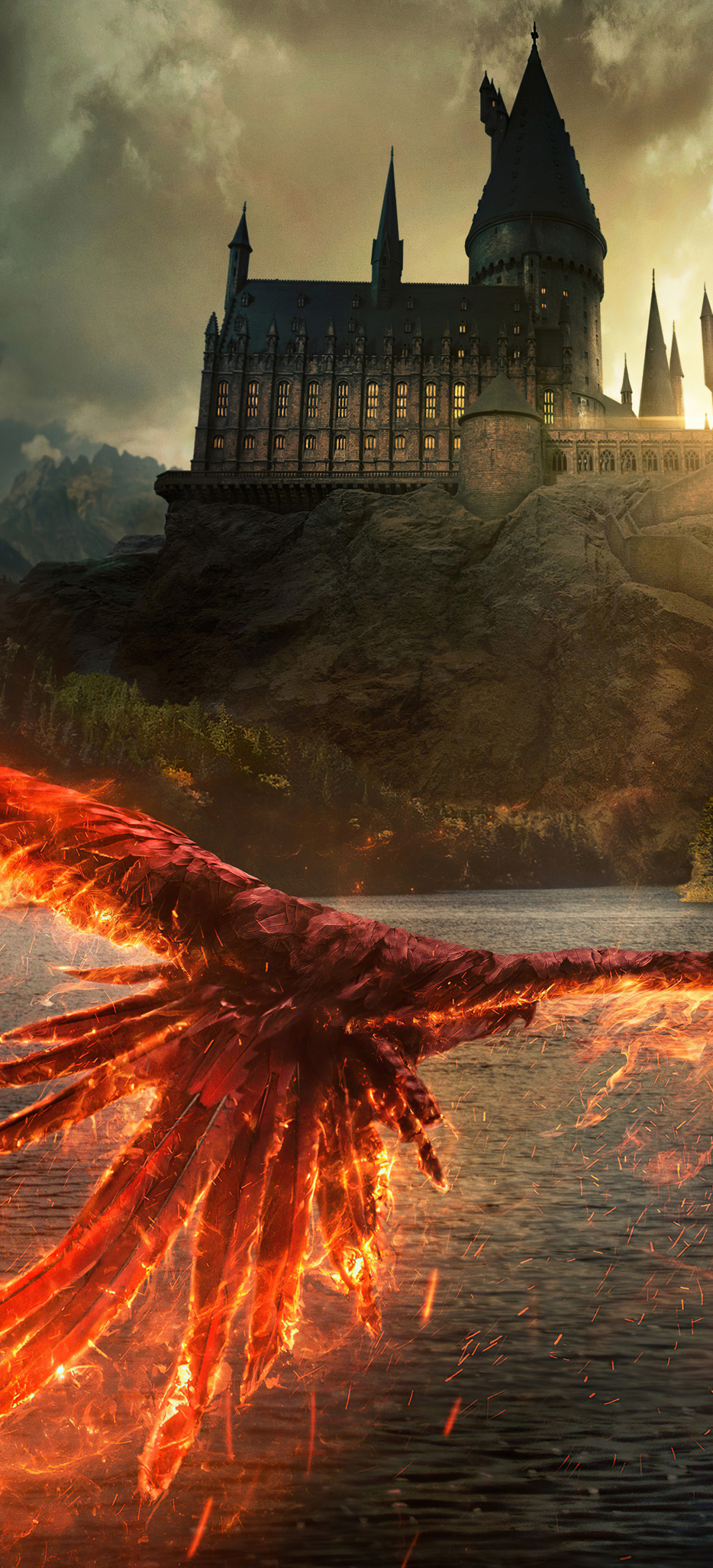 hogwarts castle, movie, fantastic beasts: the secrets of dumbledore, phoenix, fantastic beasts
