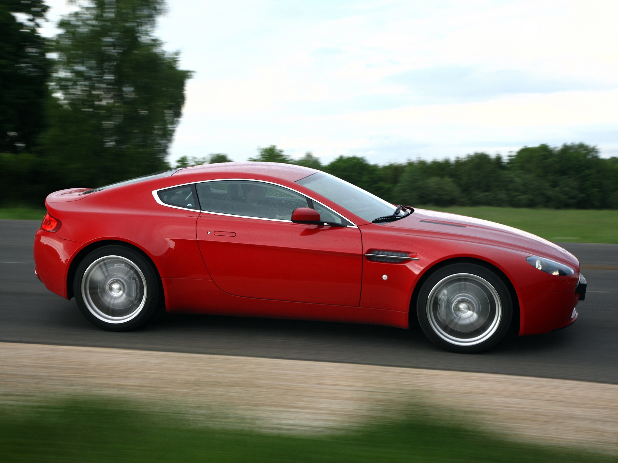aston martin, cars, red, side view, speed, style, 2008, v8, vantage