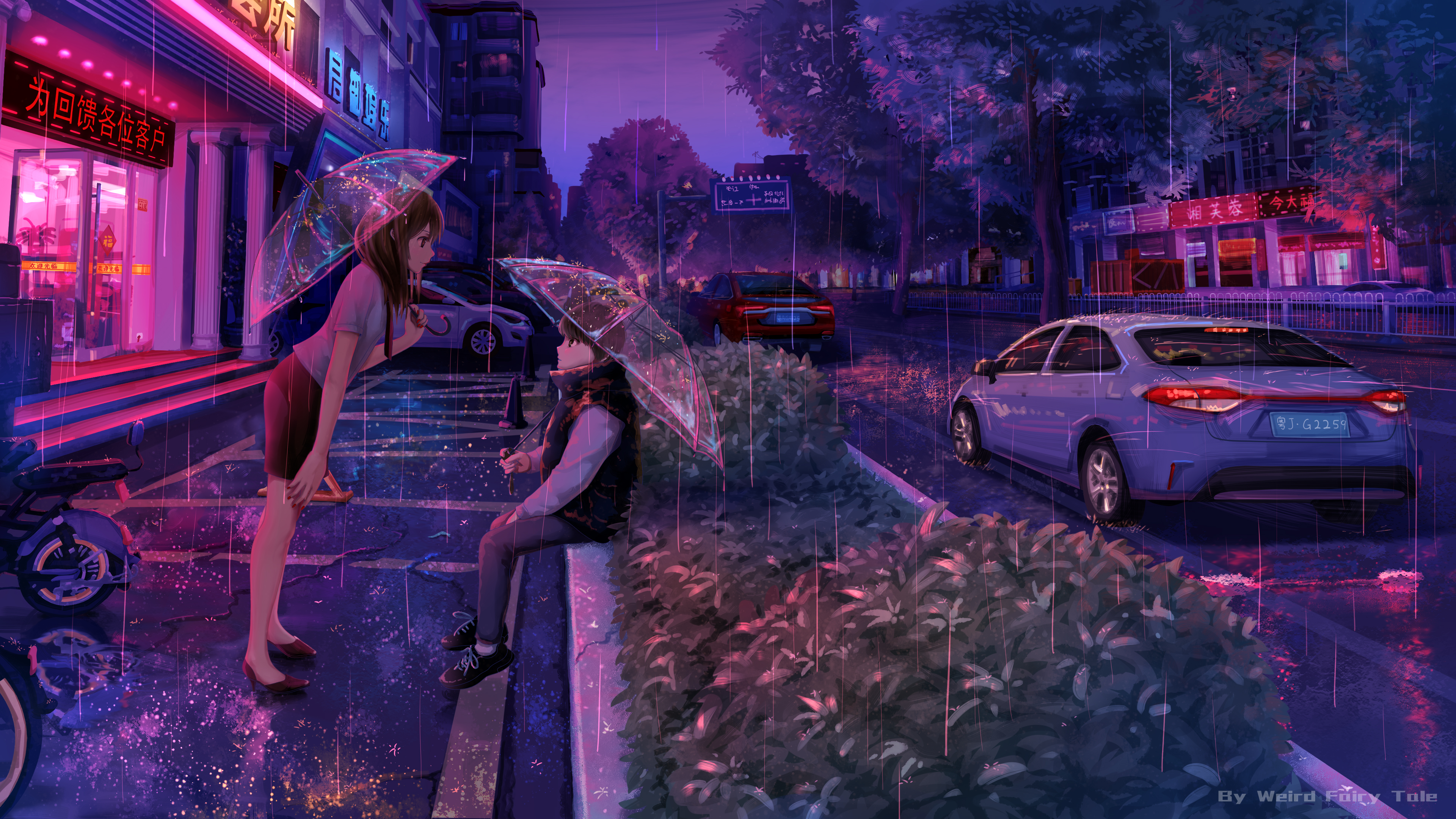 Download mobile wallpaper Anime, Rain, Umbrella for free.