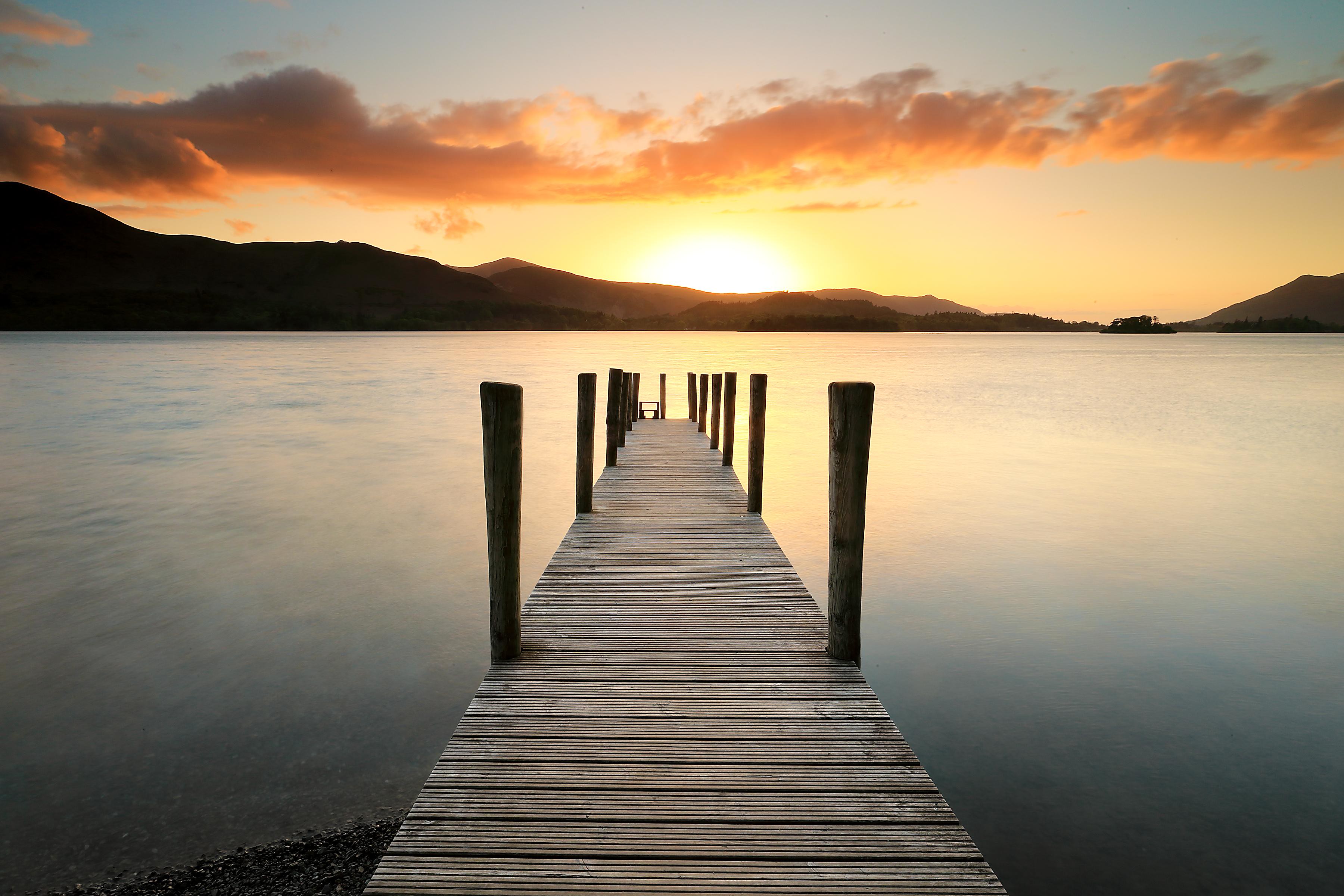 Laden Sie das Natur, Wasser, Sunset, See, Seebrücke, Pier-Bild kostenlos auf Ihren PC-Desktop herunter