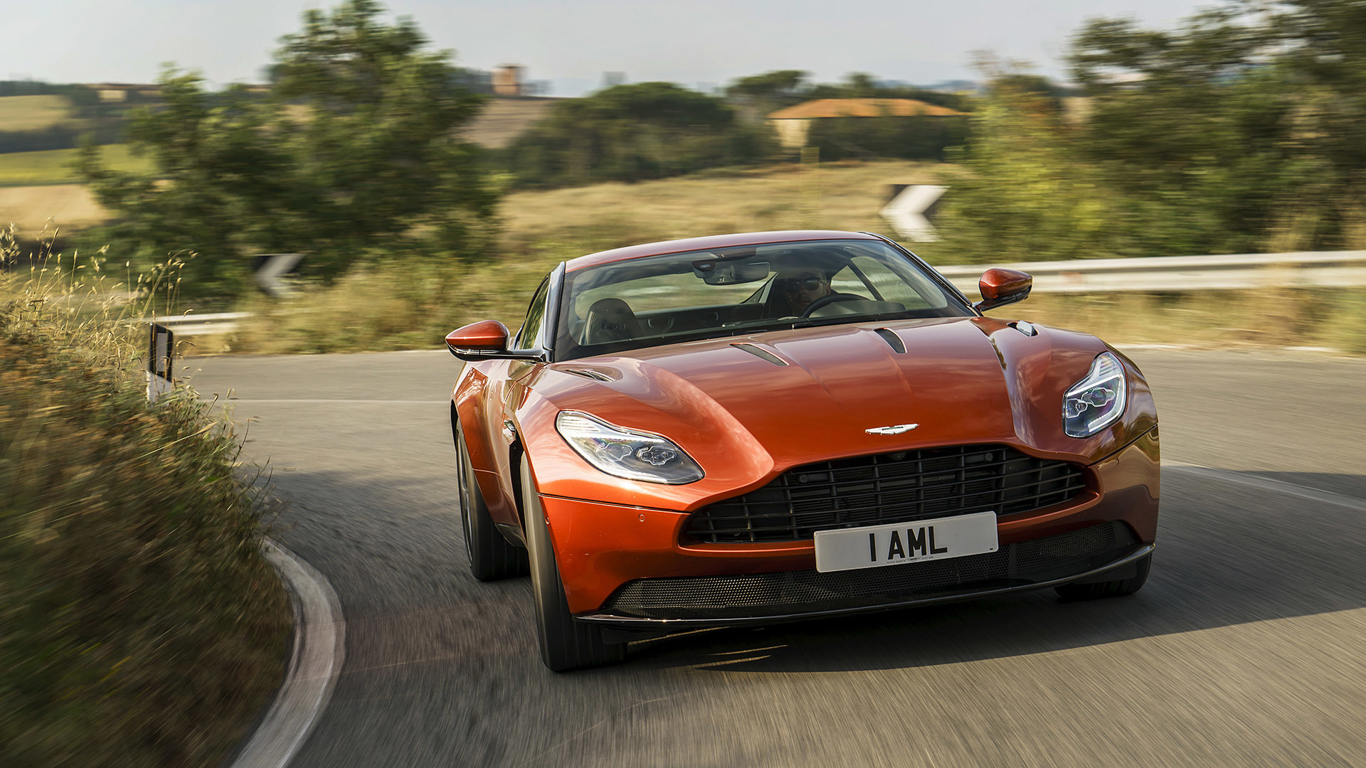Download mobile wallpaper Aston Martin, Car, Aston Martin Db11, Vehicles, Grand Tourer, Orange Car for free.