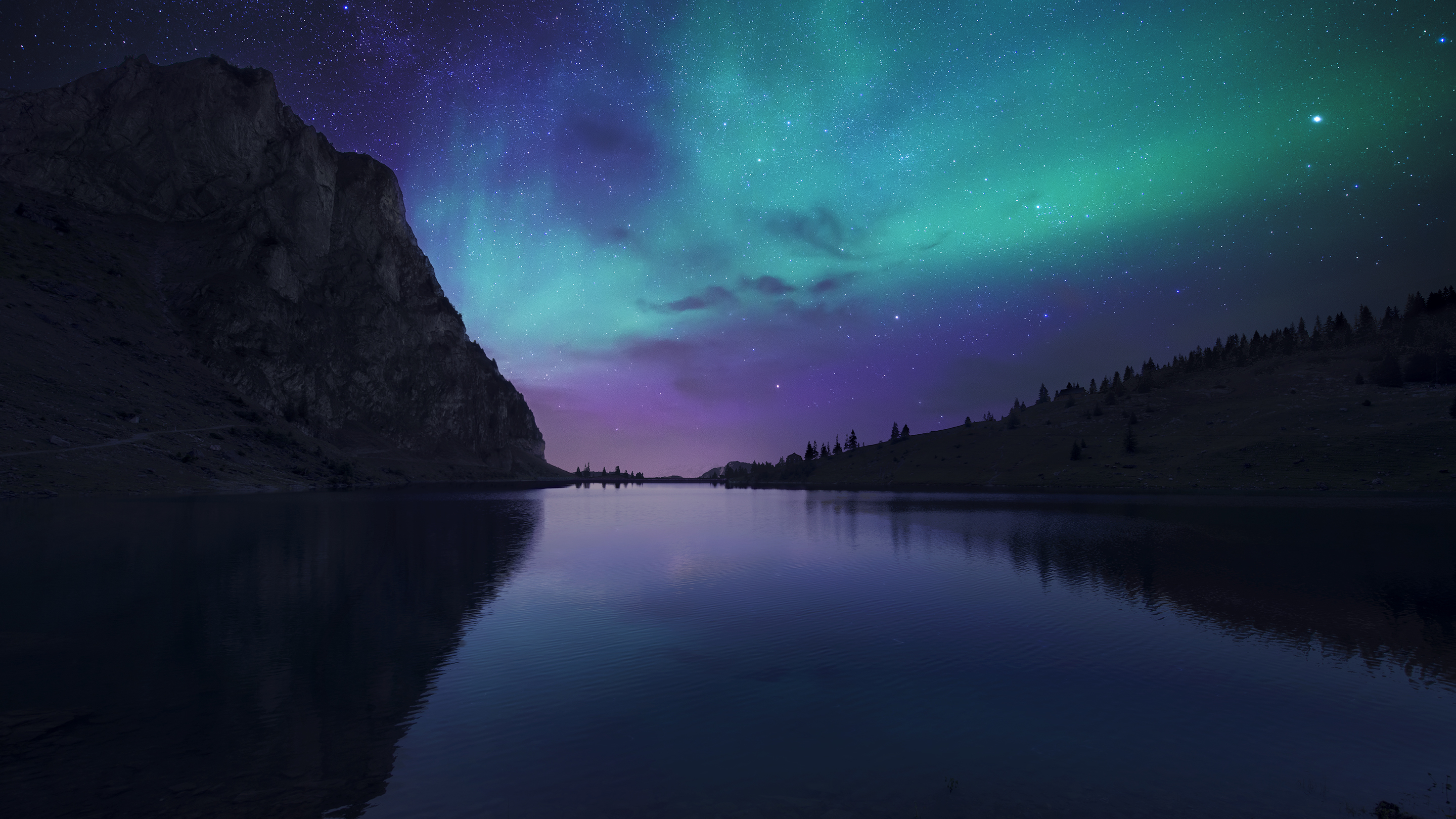 Descarga gratis la imagen Naturaleza, Cielo, Noche, Lago, Cielo Estrellado, Suiza, Tierra/naturaleza en el escritorio de tu PC