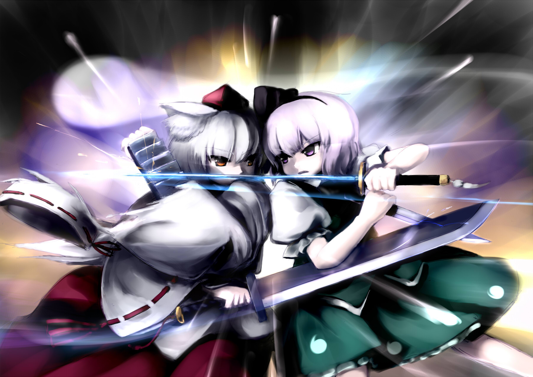 Free download wallpaper Anime, Touhou, Youmu Konpaku, Reimu Hakurei on your PC desktop