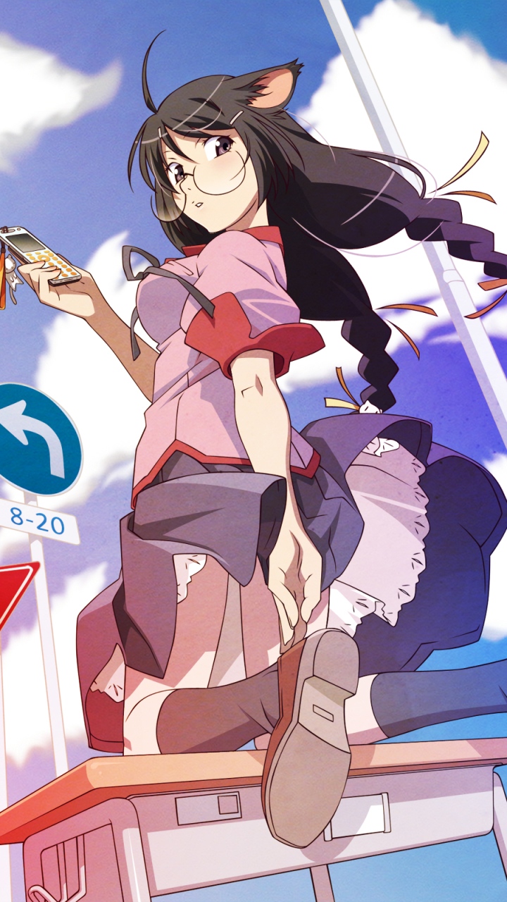Download mobile wallpaper Anime, Glasses, Monogatari (Series), Bakemonogatari, Tsubasa Hanekawa for free.