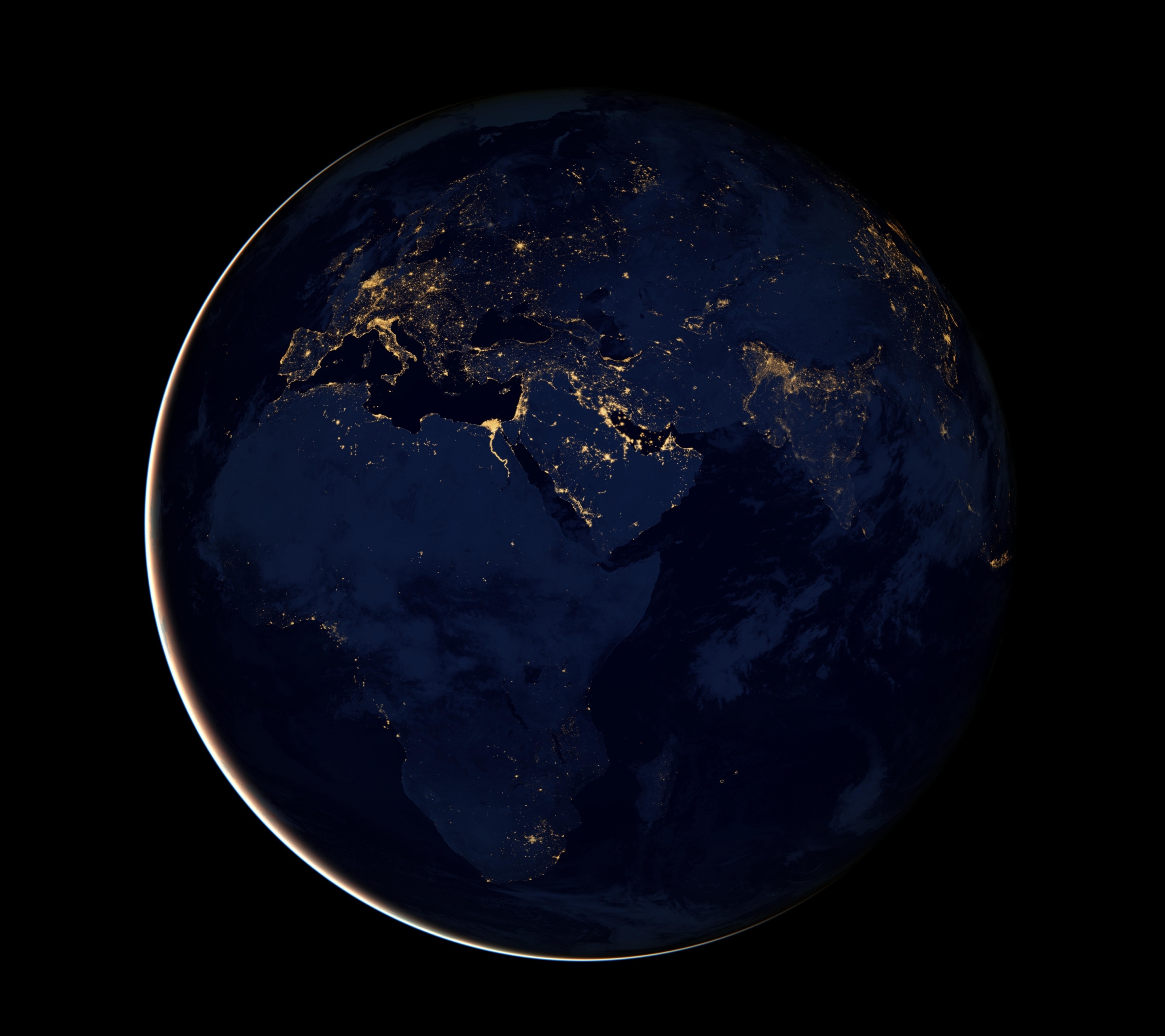 Скачать картинку Земля, Африка, Европа, Земля/природа, Из Космоса, Средний Восток в телефон бесплатно.