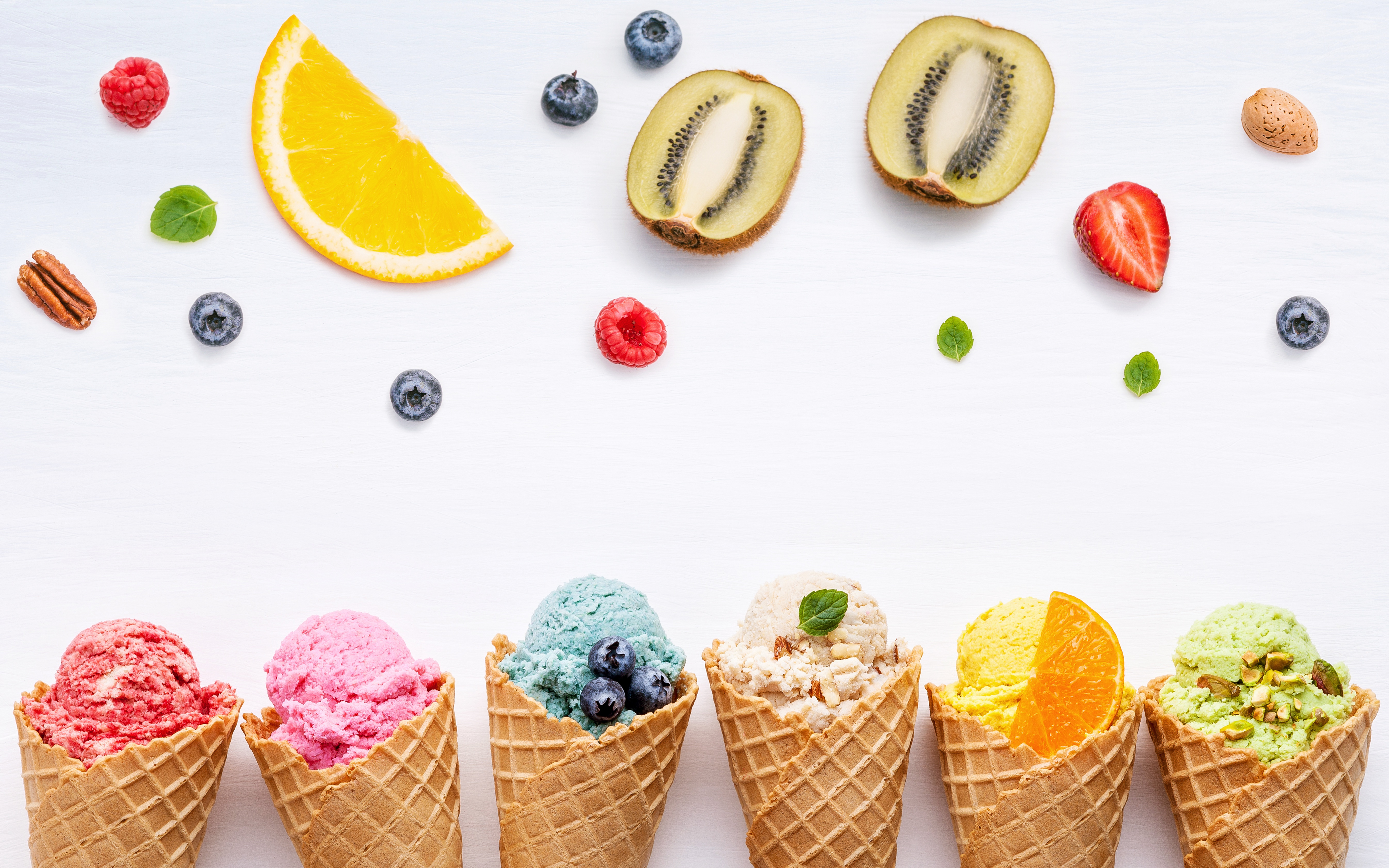 Download mobile wallpaper Food, Ice Cream, Fruit, Waffle Cone for free.