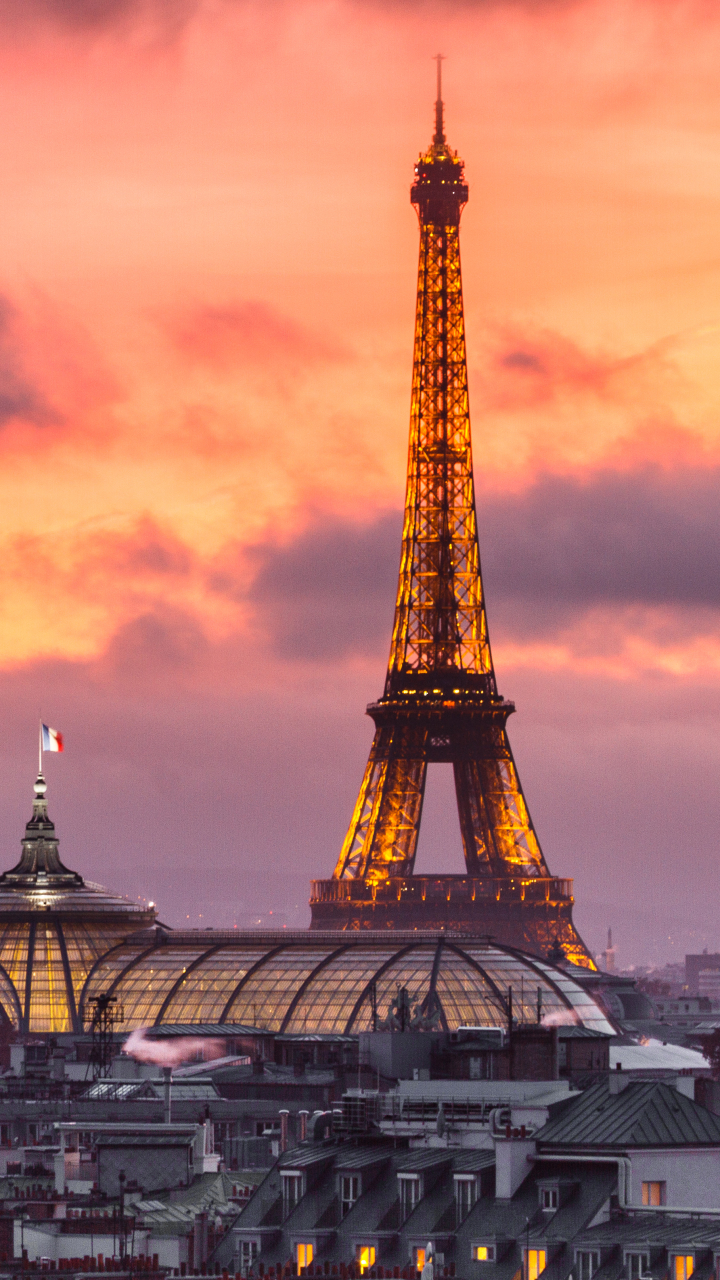 Handy-Wallpaper Paris, Eiffelturm, Stadt, Gebäude, Dämmerung, Frankreich, Stadtbild, Monument, Sonnenuntergang, Monumente, Menschengemacht, Großstadt kostenlos herunterladen.