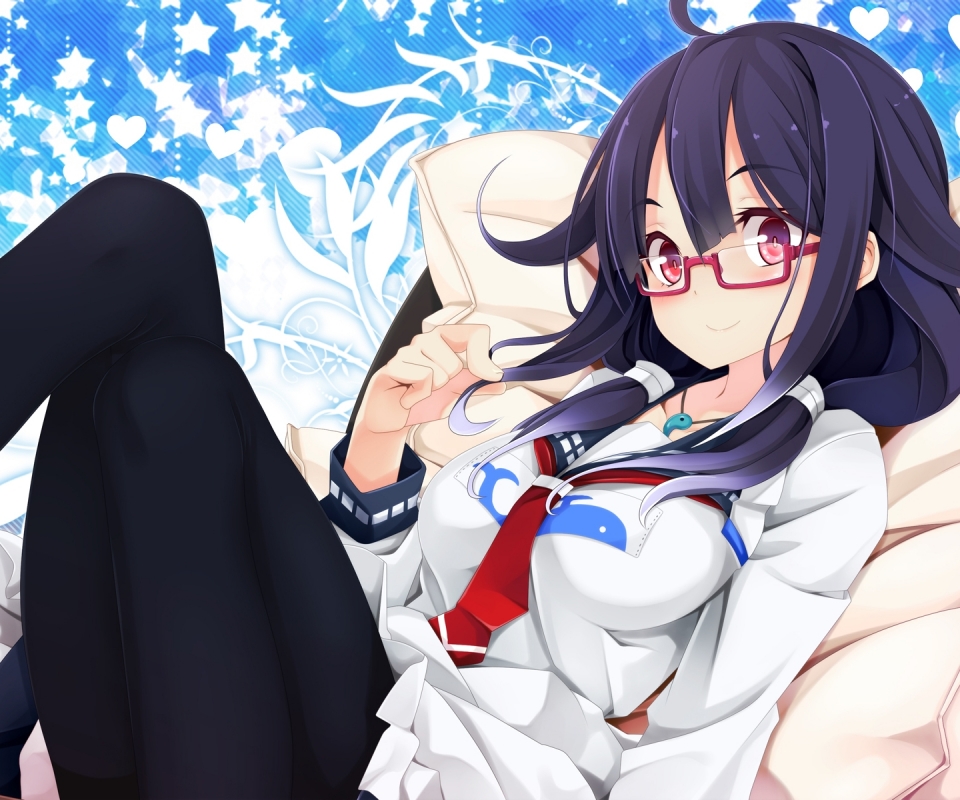 Free download wallpaper Anime, Glasses, School Uniform, Short Hair, Thigh Highs, Kantai Collection, Taigei (Kancolle) on your PC desktop