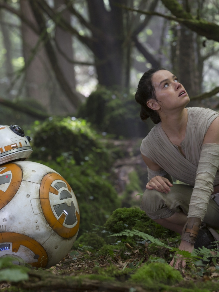 Download mobile wallpaper Star Wars, Movie, Star Wars Episode Vii: The Force Awakens, Daisy Ridley, Rey (Star Wars), Bb 8 for free.