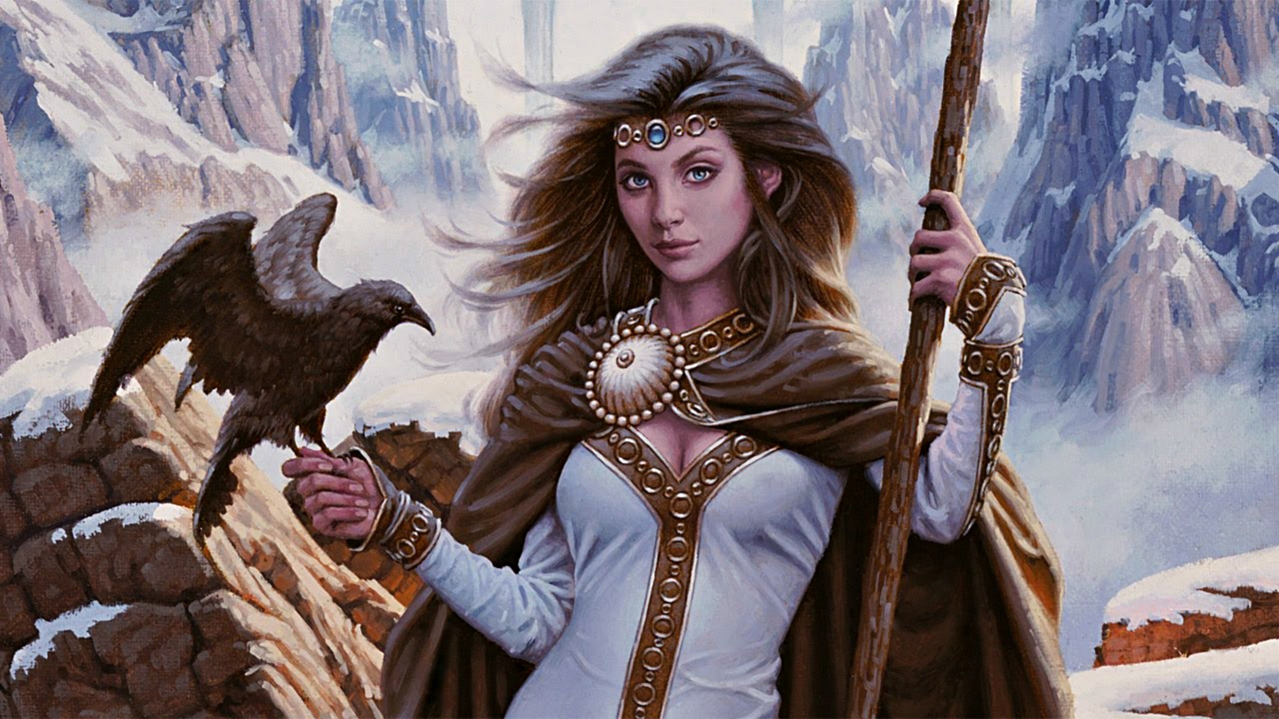 Download mobile wallpaper Fantasy, Raven, Blue Eyes, Women Warrior, Woman Warrior for free.