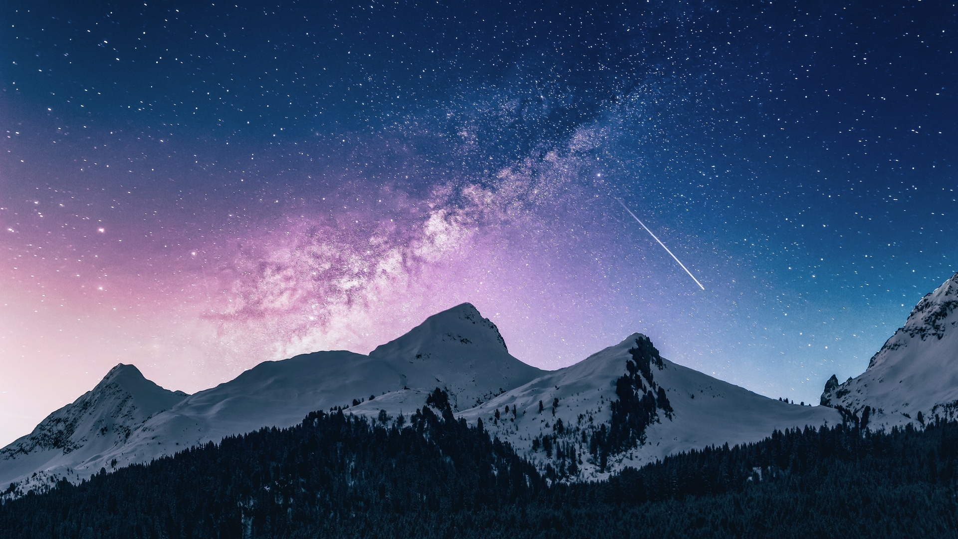Download mobile wallpaper Mountains, Mountain, Earth, Shooting Star for free.