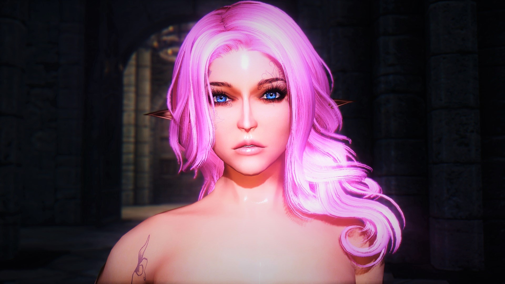 Laden Sie das Fantasie, Elf, Blaue Augen, Pinkes Haar-Bild kostenlos auf Ihren PC-Desktop herunter