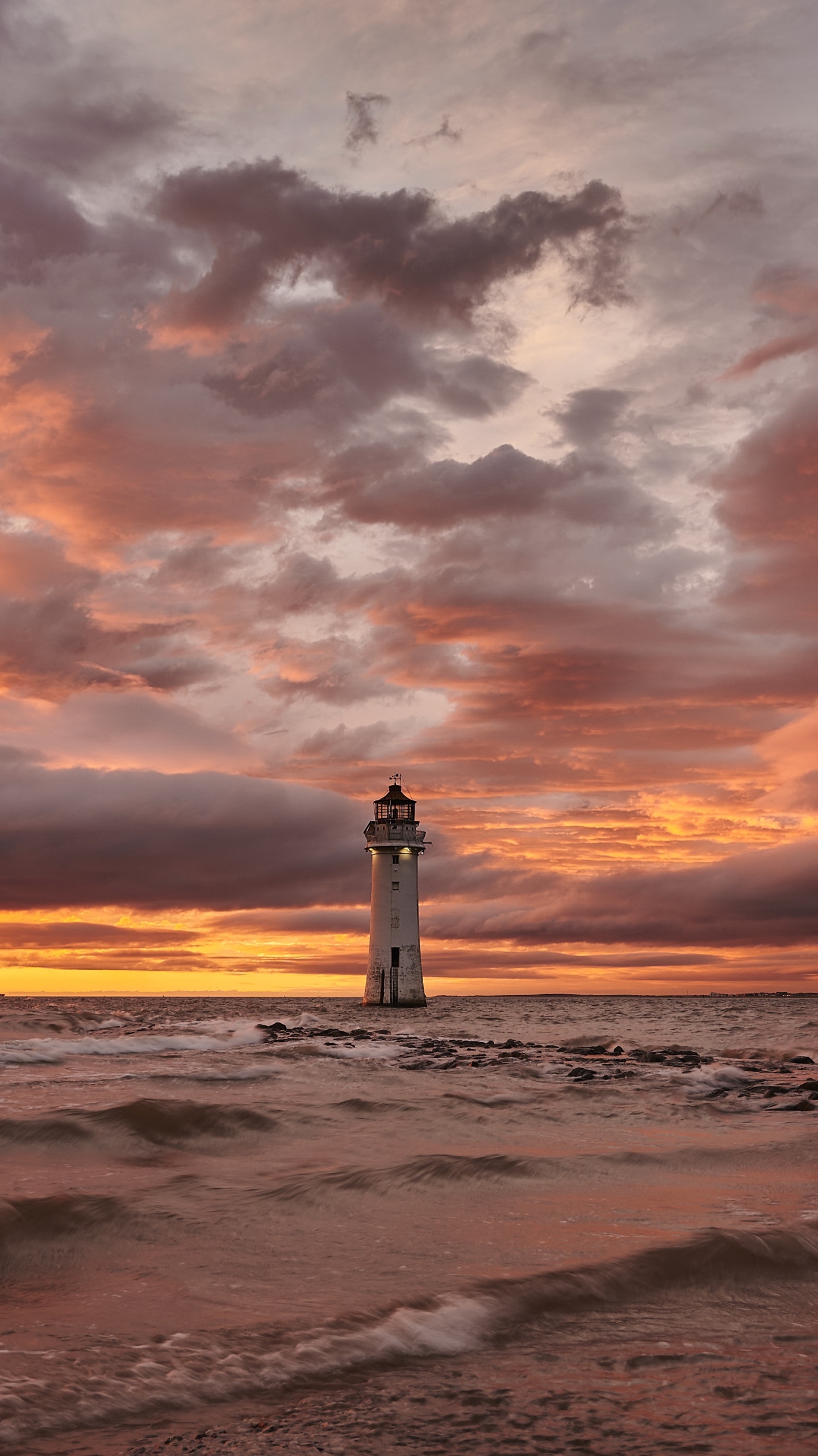Download mobile wallpaper Sunset, Sea, Shore, Lighthouse, Man Made for free.