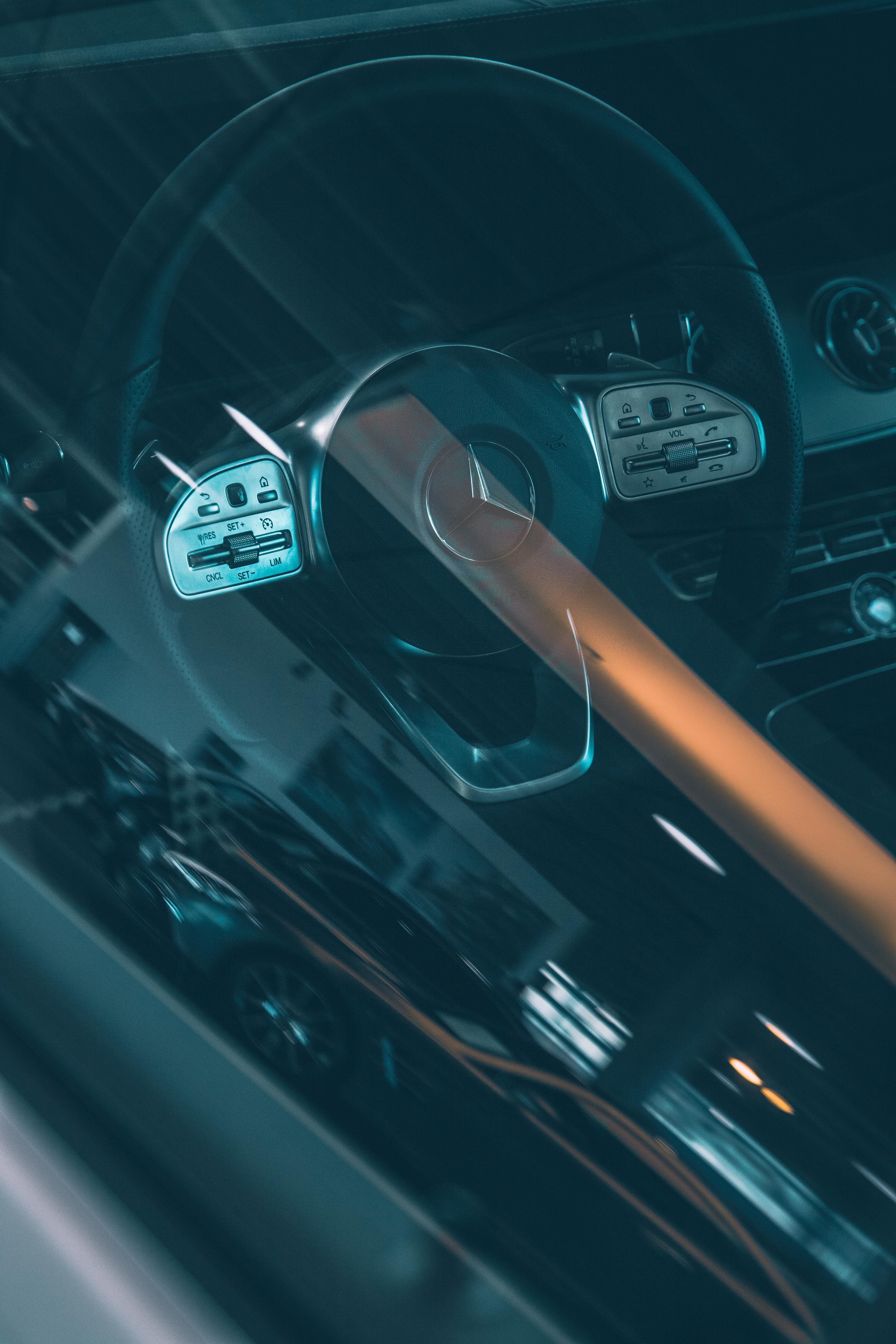 machine, mercedes, steering wheel, cars, black, car, rudder phone background
