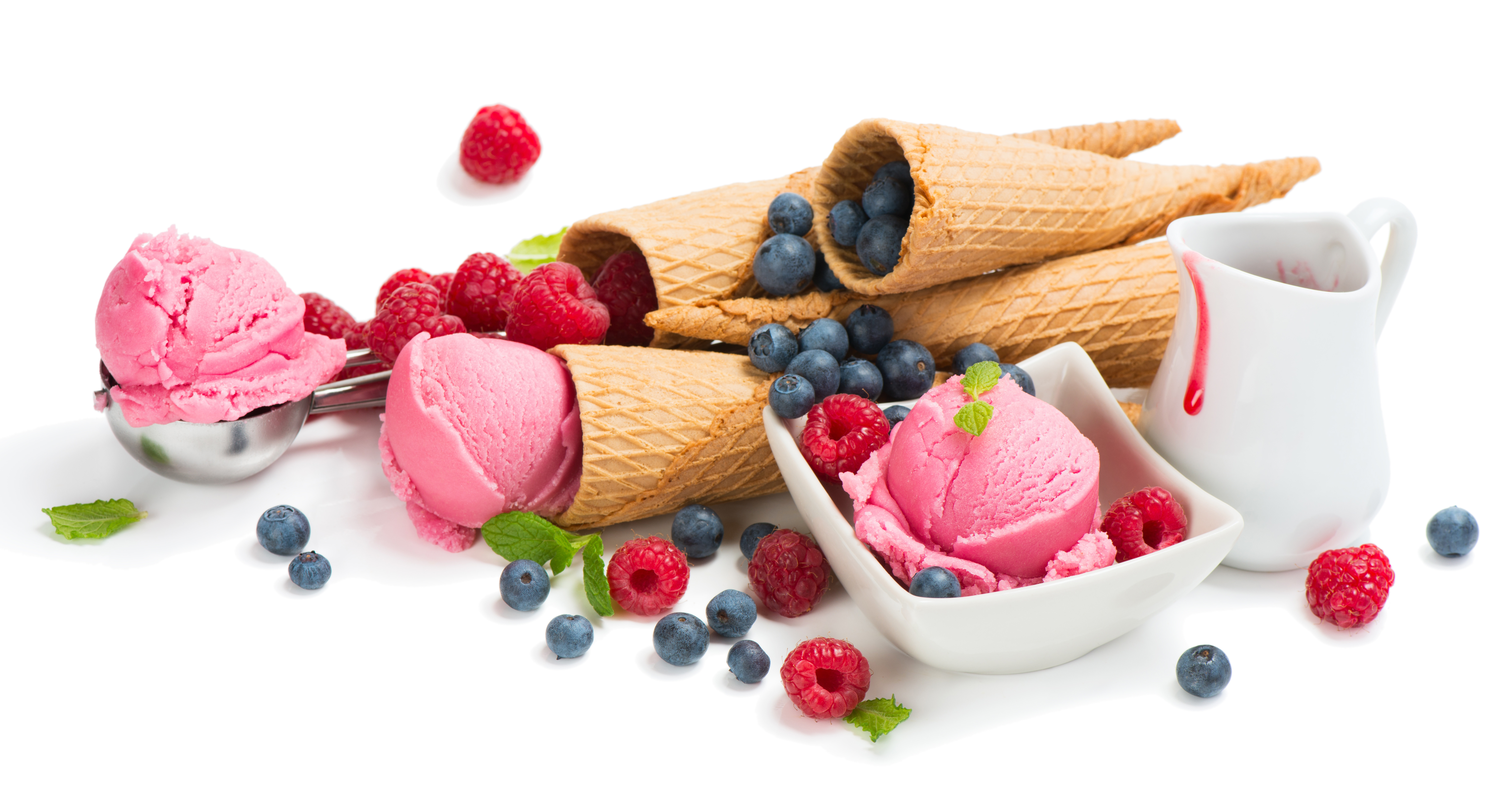 Download mobile wallpaper Food, Blueberry, Raspberry, Ice Cream, Still Life, Berry, Fruit, Waffle Cone for free.
