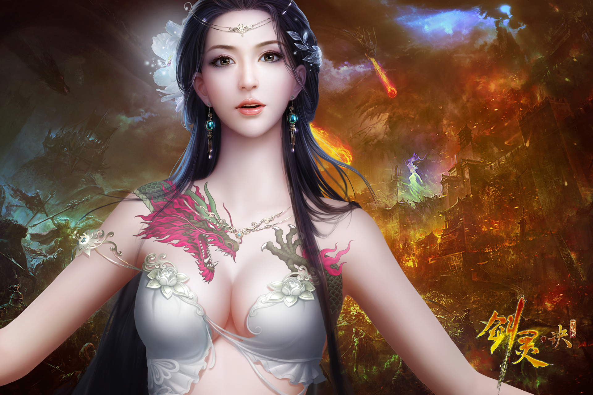 Download mobile wallpaper Fantasy, Tattoo, Oriental, Women, Asian for free.
