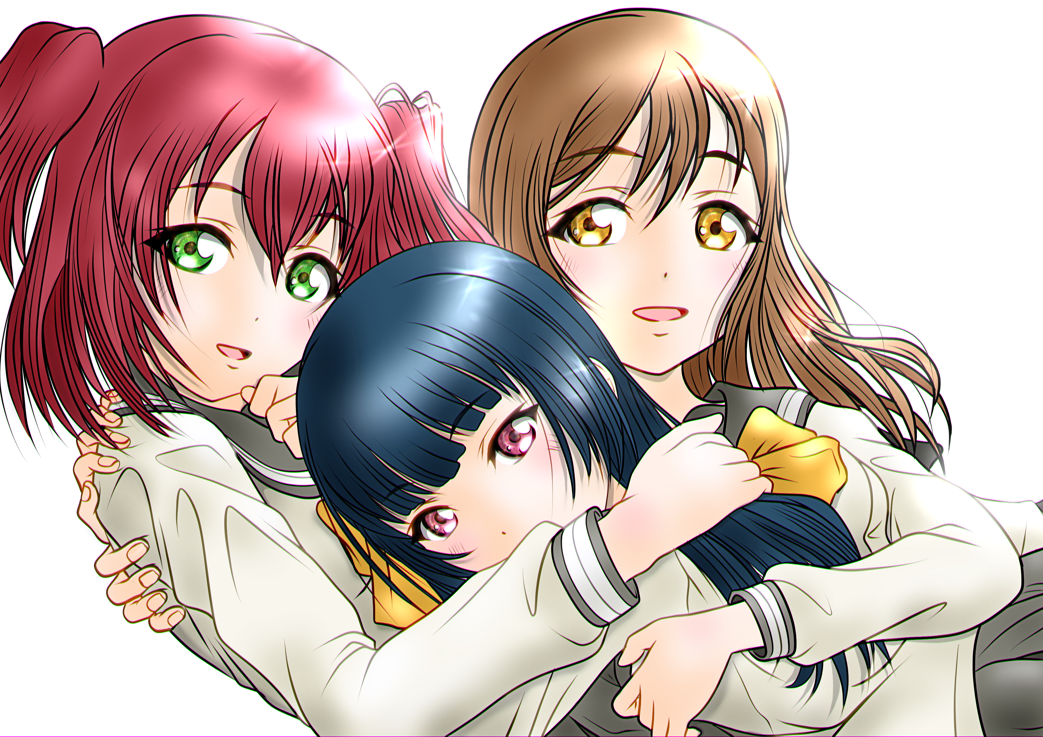 Laden Sie das Animes, Liebesleben!, Hanamaru Kunikida, Love Live! Sunshine!!, Yoshiko Tsushima, Rubin Kurosawa-Bild kostenlos auf Ihren PC-Desktop herunter