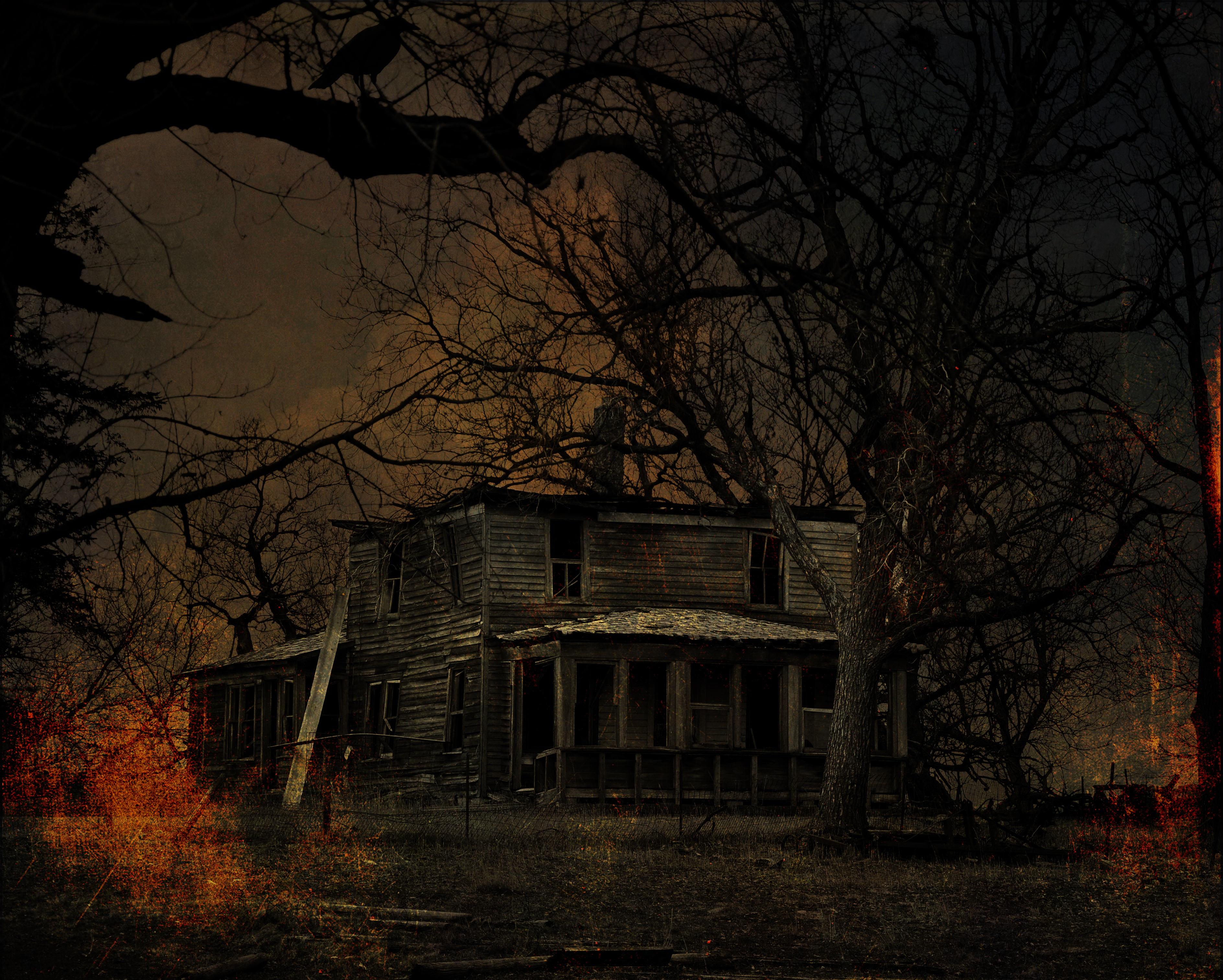 Скачать картинку Дом, Руины, Заброшенный, Тьма, Хеллоуин, Дом С Привидениями в телефон бесплатно.