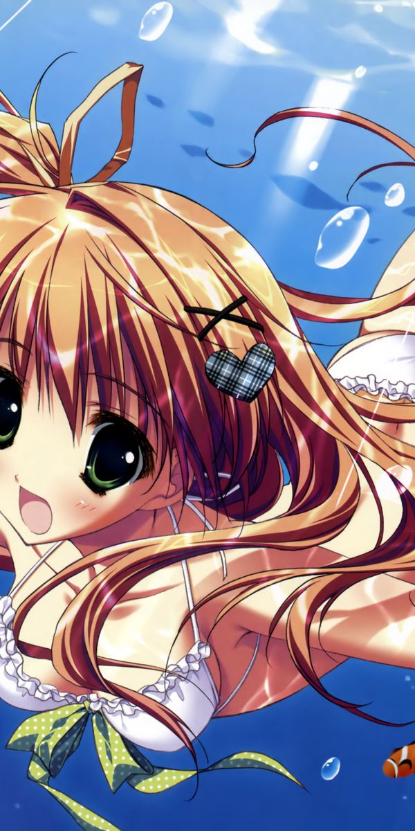 Papel de parede para celular: Anime, Original, Biquíni, Cabelo Castanho ...