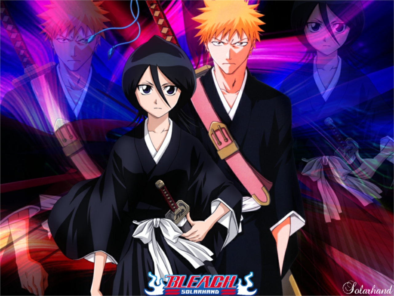 Handy-Wallpaper Bleach, Rukia Kuchiki, Animes, Ichigo Kurosaki kostenlos herunterladen.