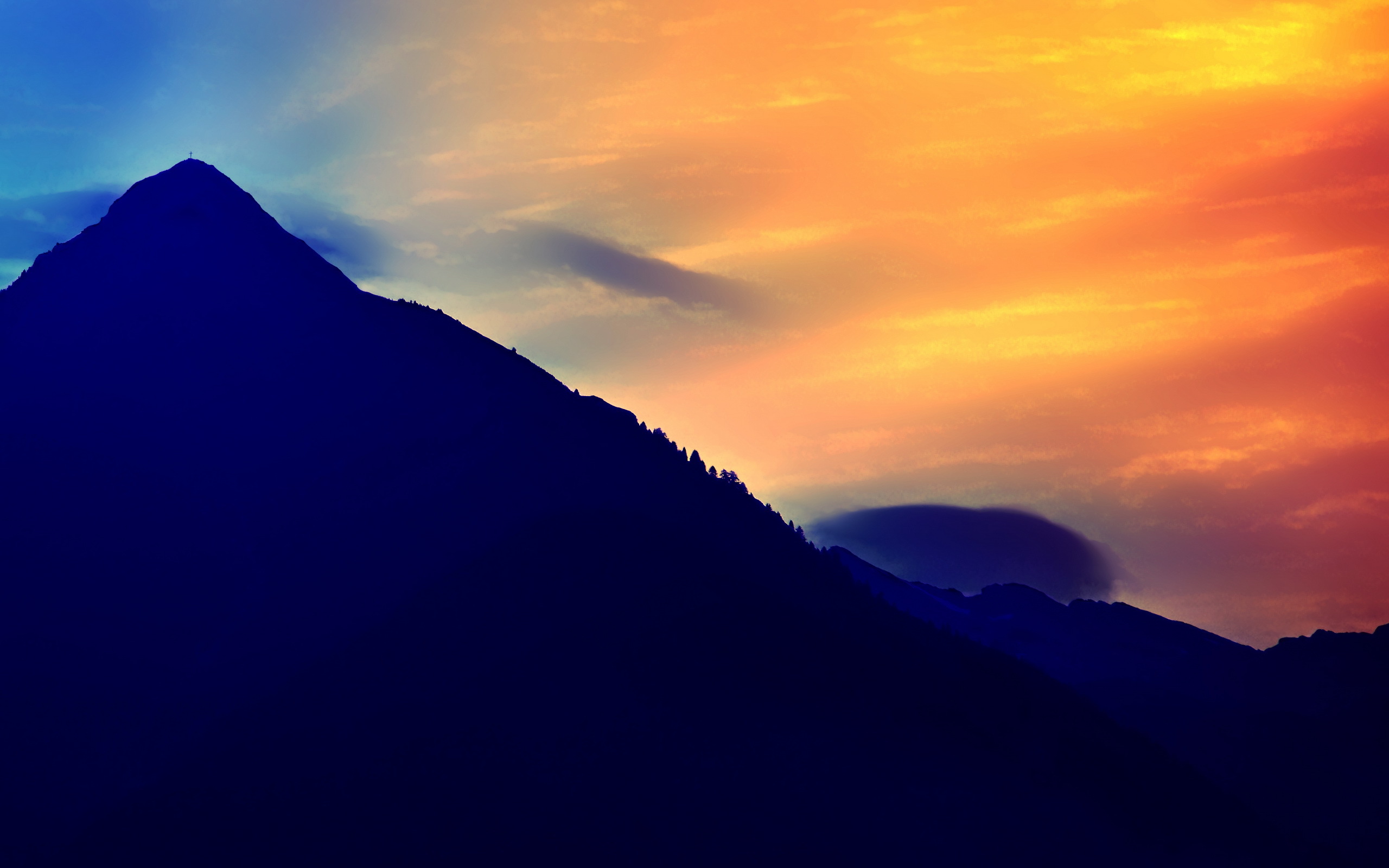 Download mobile wallpaper Nature, Sky, Mountains, Mountain, Silhouette, Earth for free.