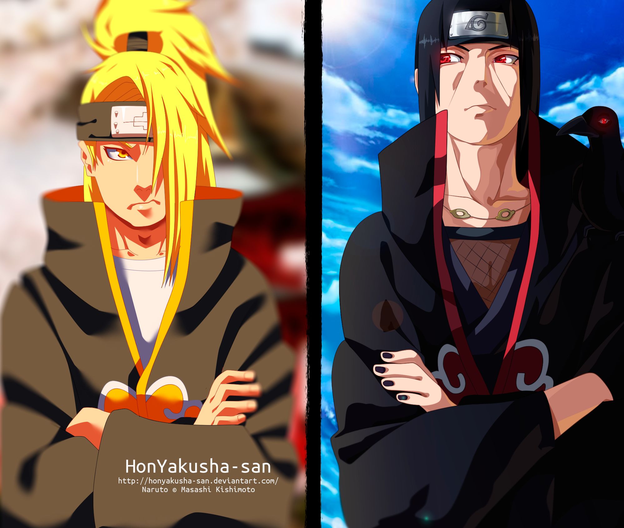 Téléchargez des papiers peints mobile Naruto, Animé, Itachi Uchiwa, Deidara (Naruto) gratuitement.