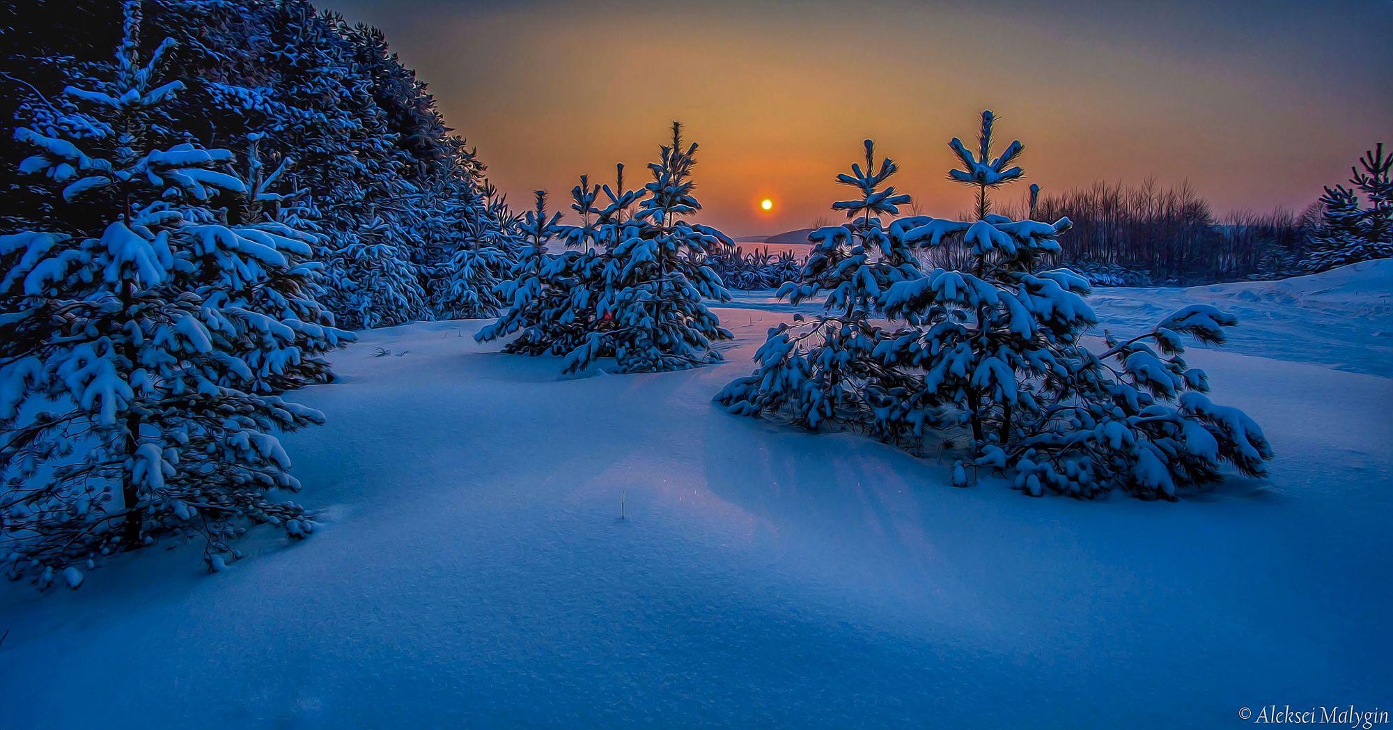 Download mobile wallpaper Winter, Sunset, Snow, Forest, Tree, Earth for free.