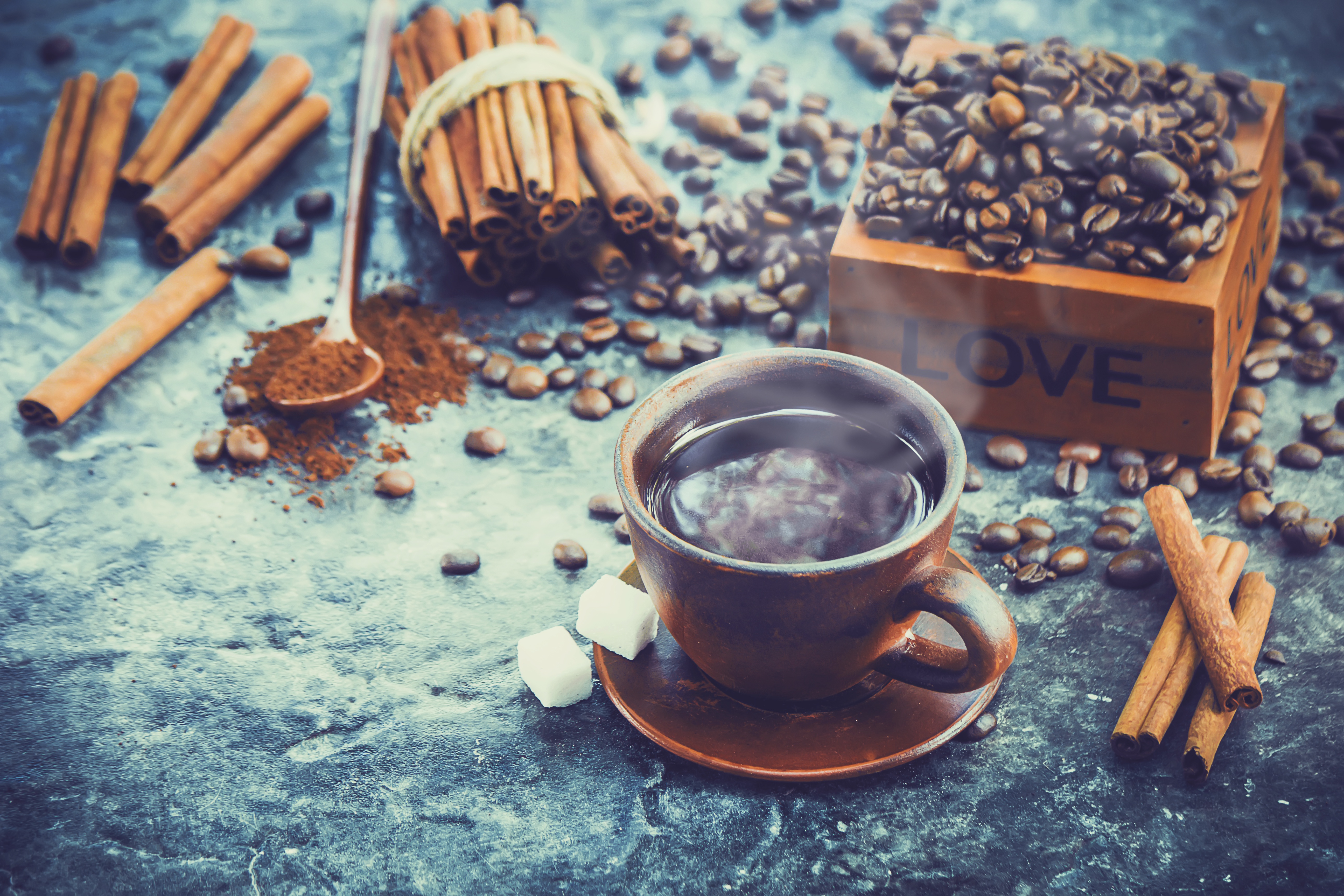Download mobile wallpaper Food, Coffee, Still Life, Cinnamon, Cup, Drink, Coffee Beans for free.