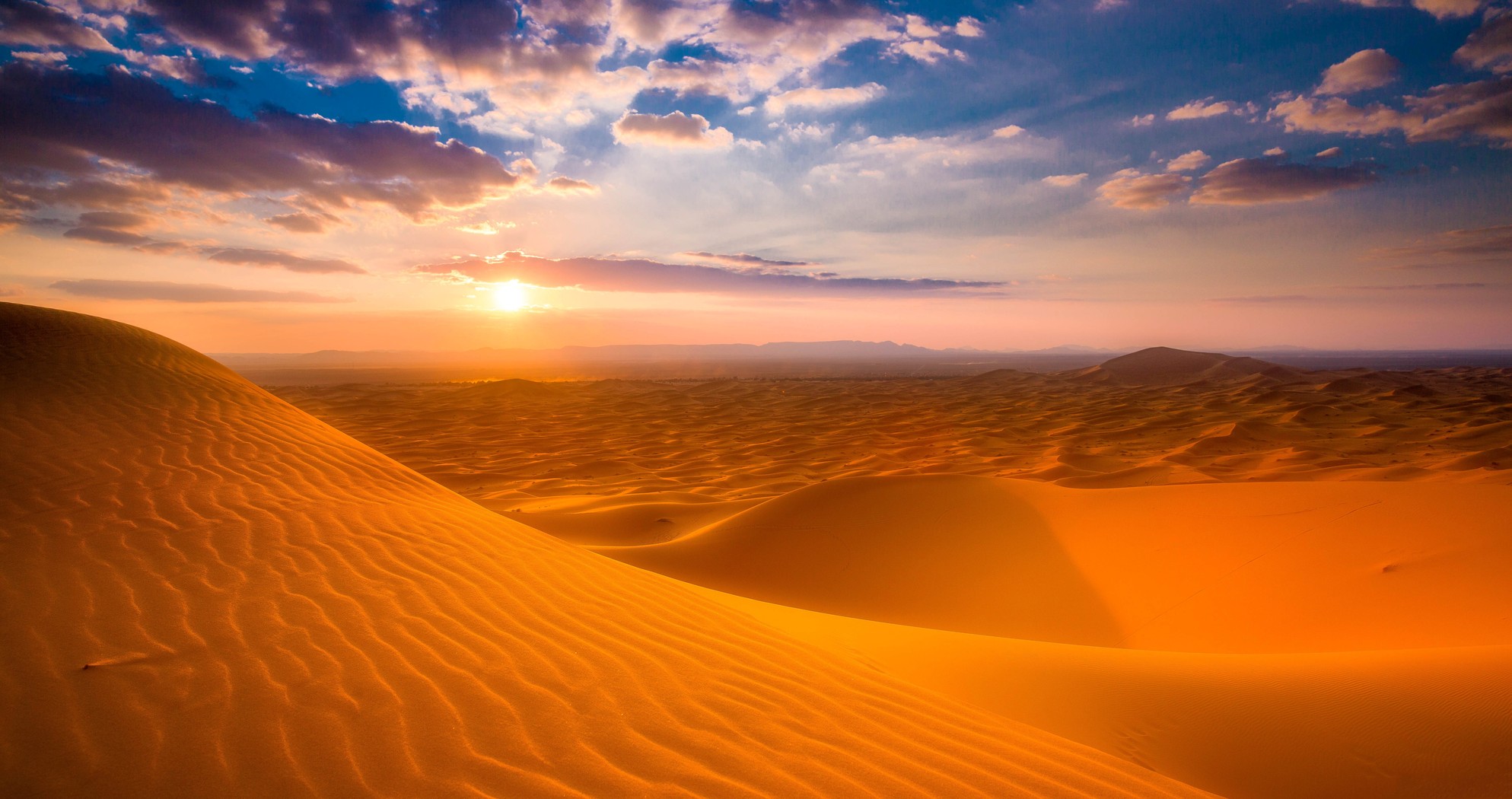 Скачать обои бесплатно Небо, Песок, Пустыня, Дюна, Земля/природа, Закат Солнца картинка на рабочий стол ПК