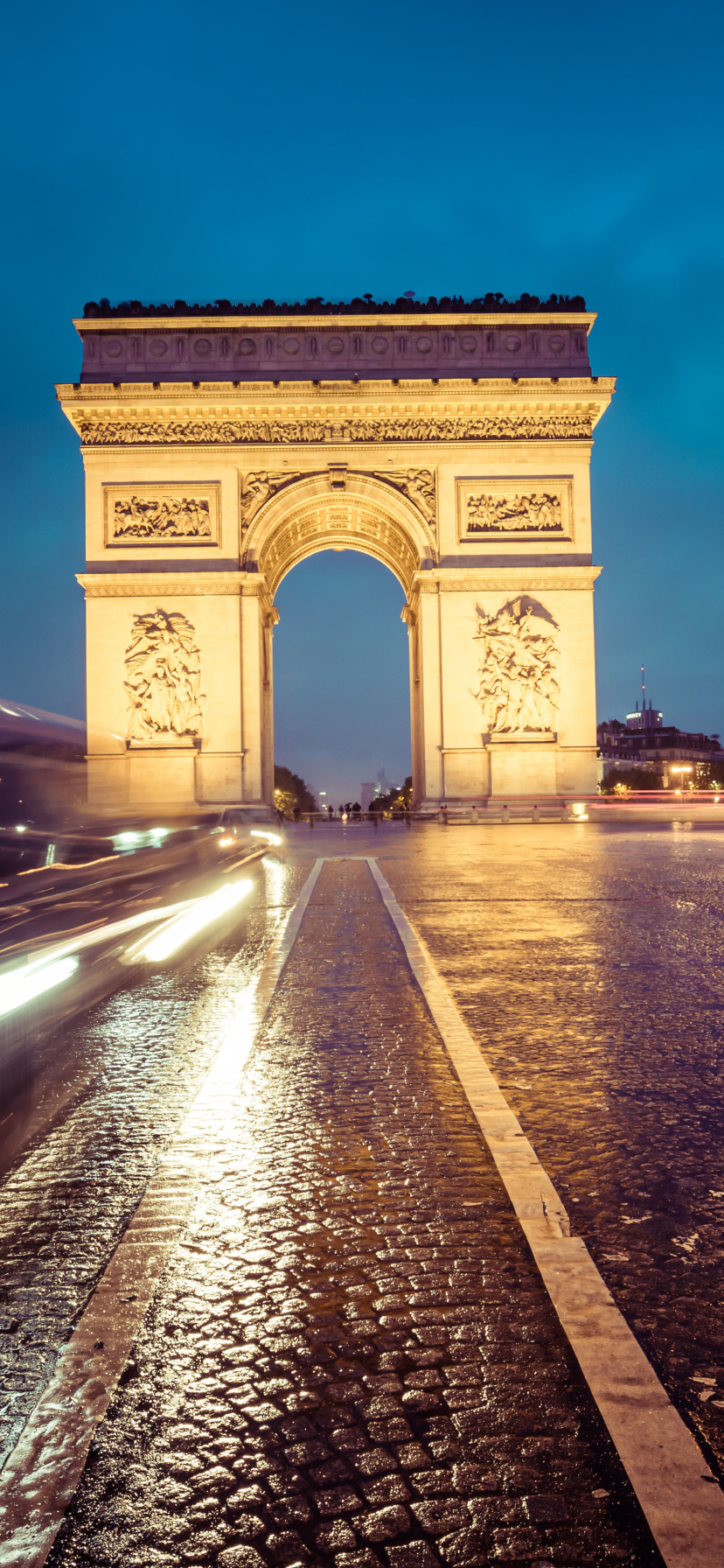 Download mobile wallpaper Night, Paris, Monuments, Monument, Arc De Triomphe, Man Made, Time Lapse for free.