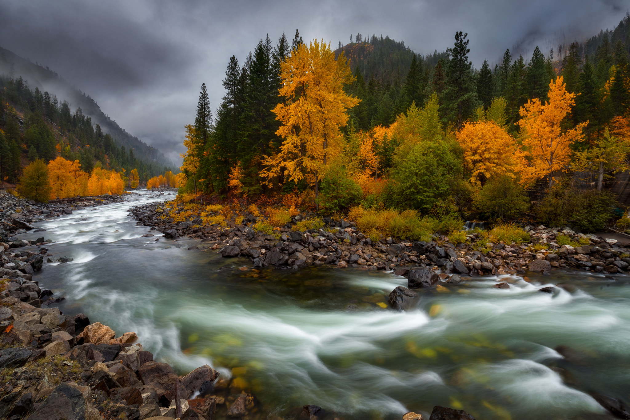 Скачать обои бесплатно Река, Осень, Лес, Земля/природа картинка на рабочий стол ПК