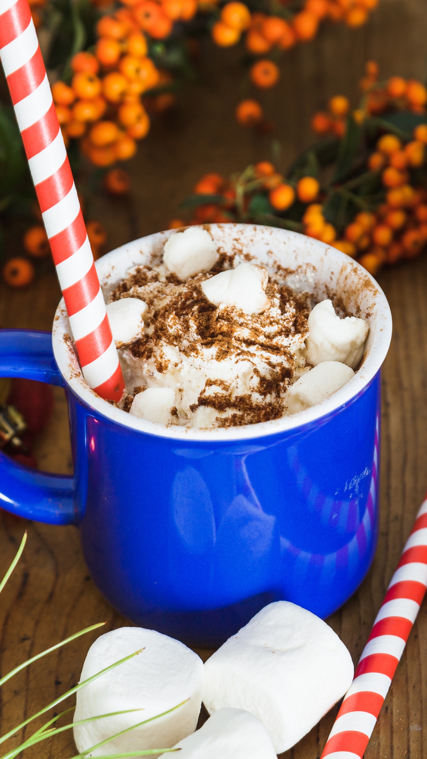Download mobile wallpaper Food, Still Life, Cup, Marshmallow, Hot Chocolate, Candy Cane for free.